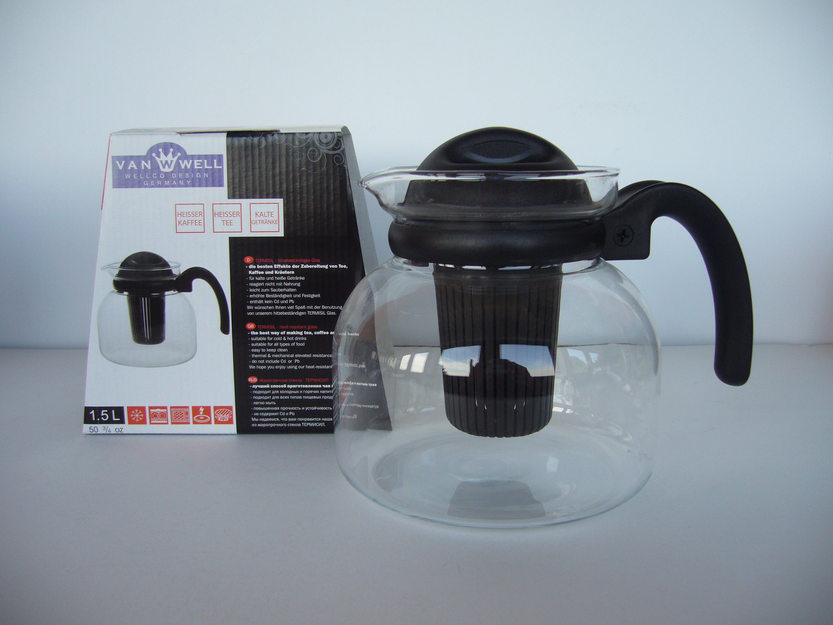 Glaskanne mit Teesieb UNIVERSAL