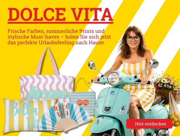 Dolce Vita - Frische Farben, sommerliche Prints und stylische Must-haves – holen Sie sich jetzt das perfekte Urlaubsfeeling nach Hause. 