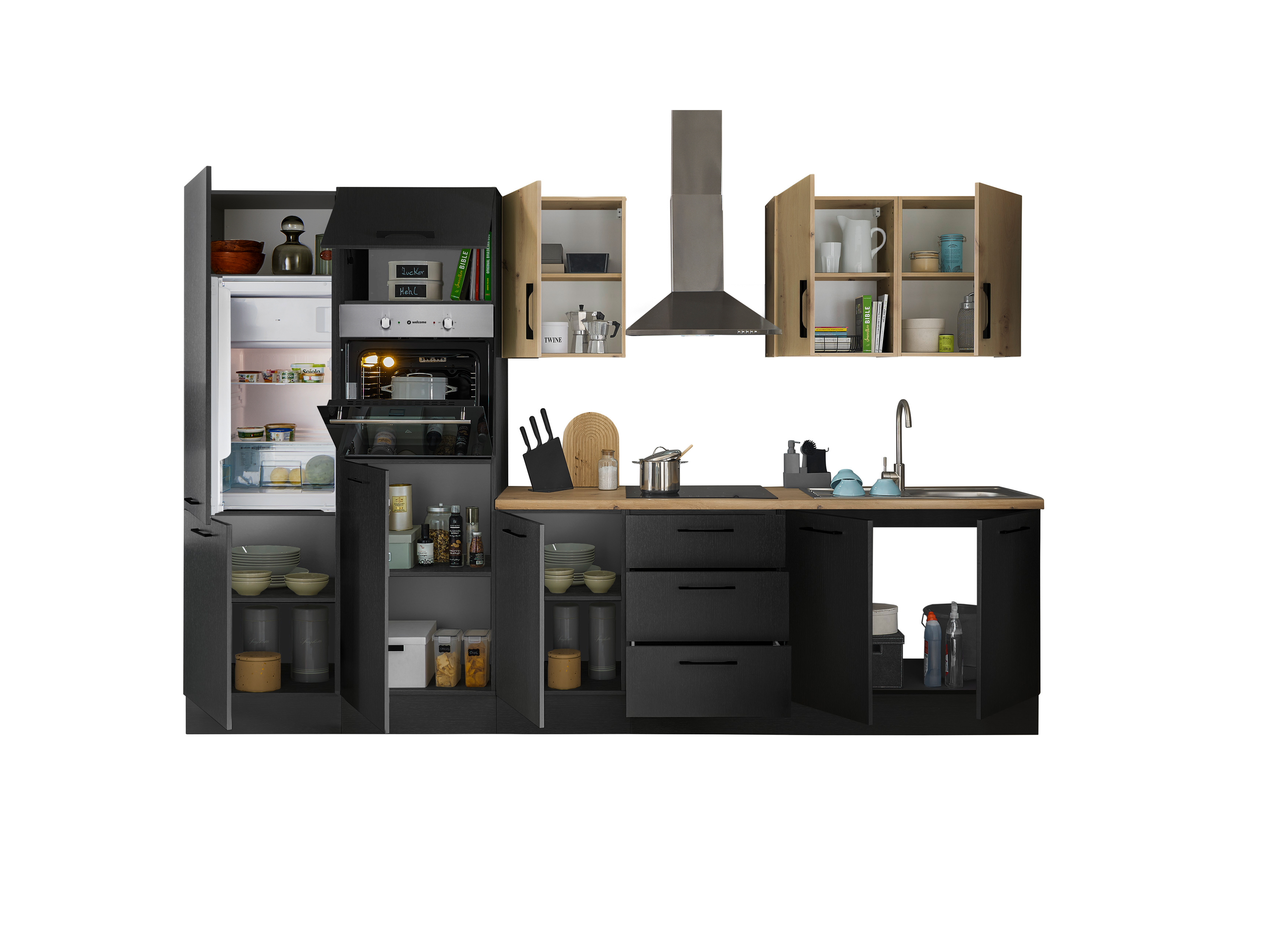 Küchenblock mit E-Geräten CORNWALL (Zeile-Backofen-Kühlschrank) XI