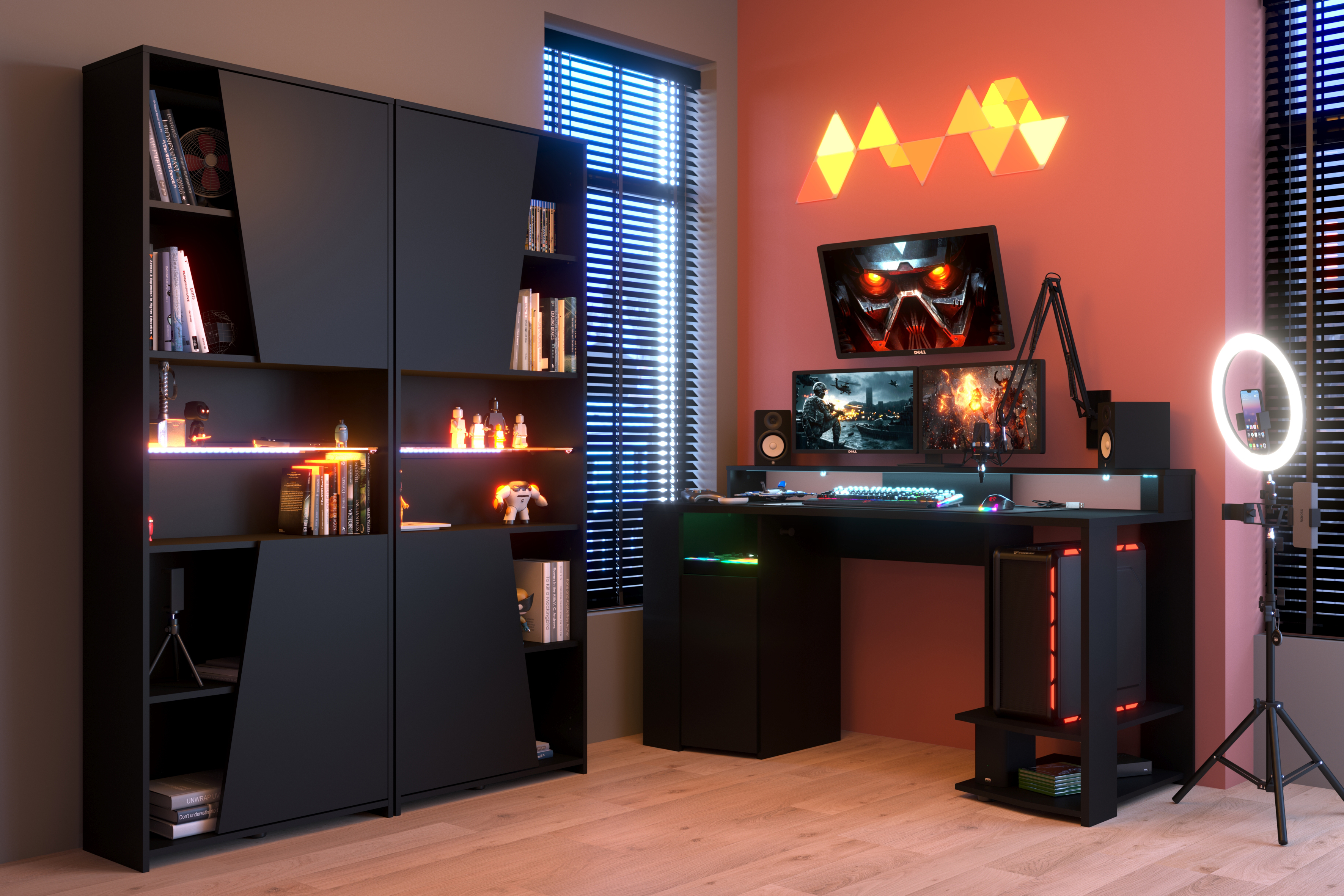 Gamertisch mit 2 Regalen GAMING 1 Gamertisch mit 2 Regalen GAMING 1
