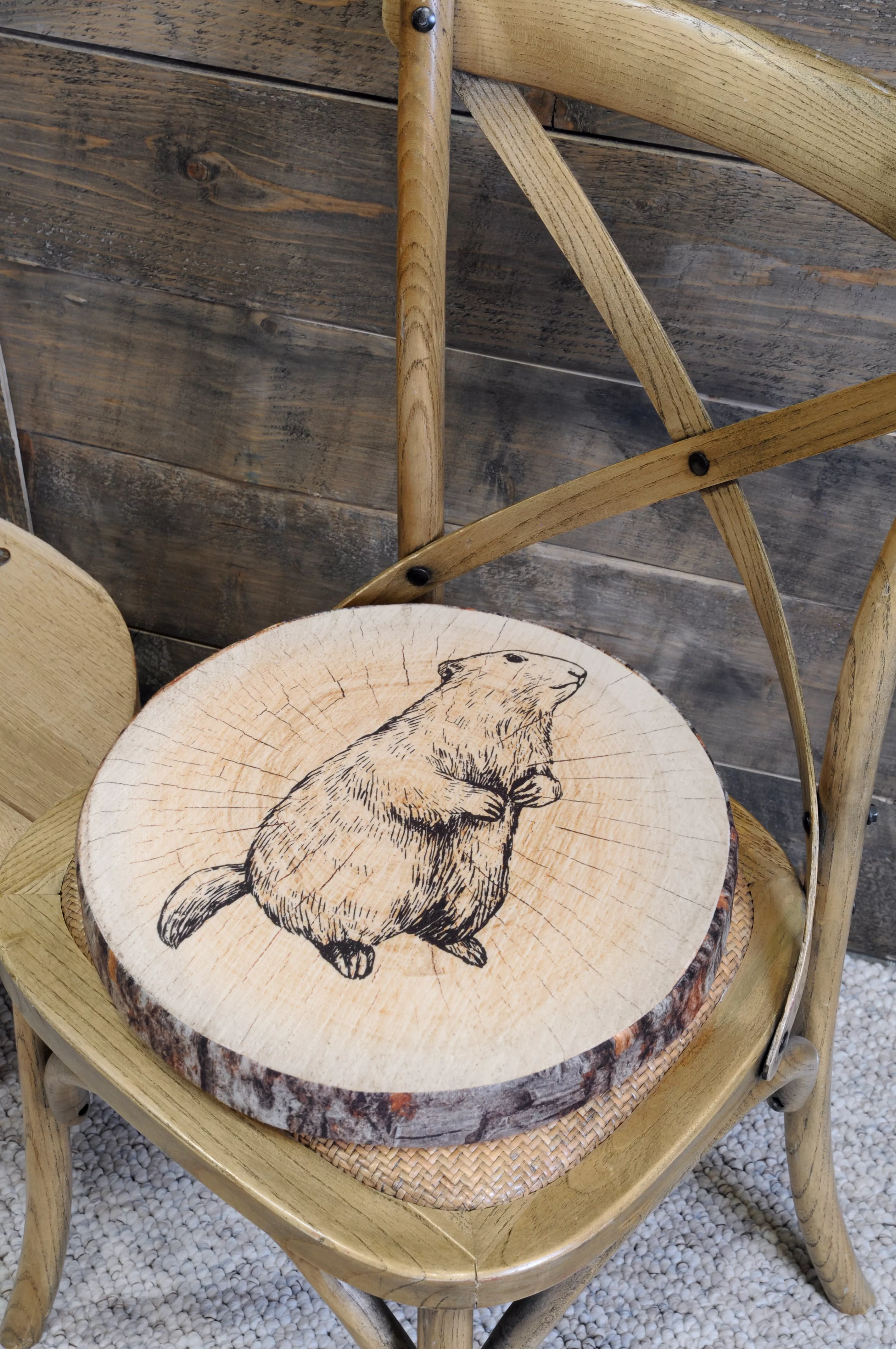 Stuhlkissen rund Holzschnitt HOMETEX
