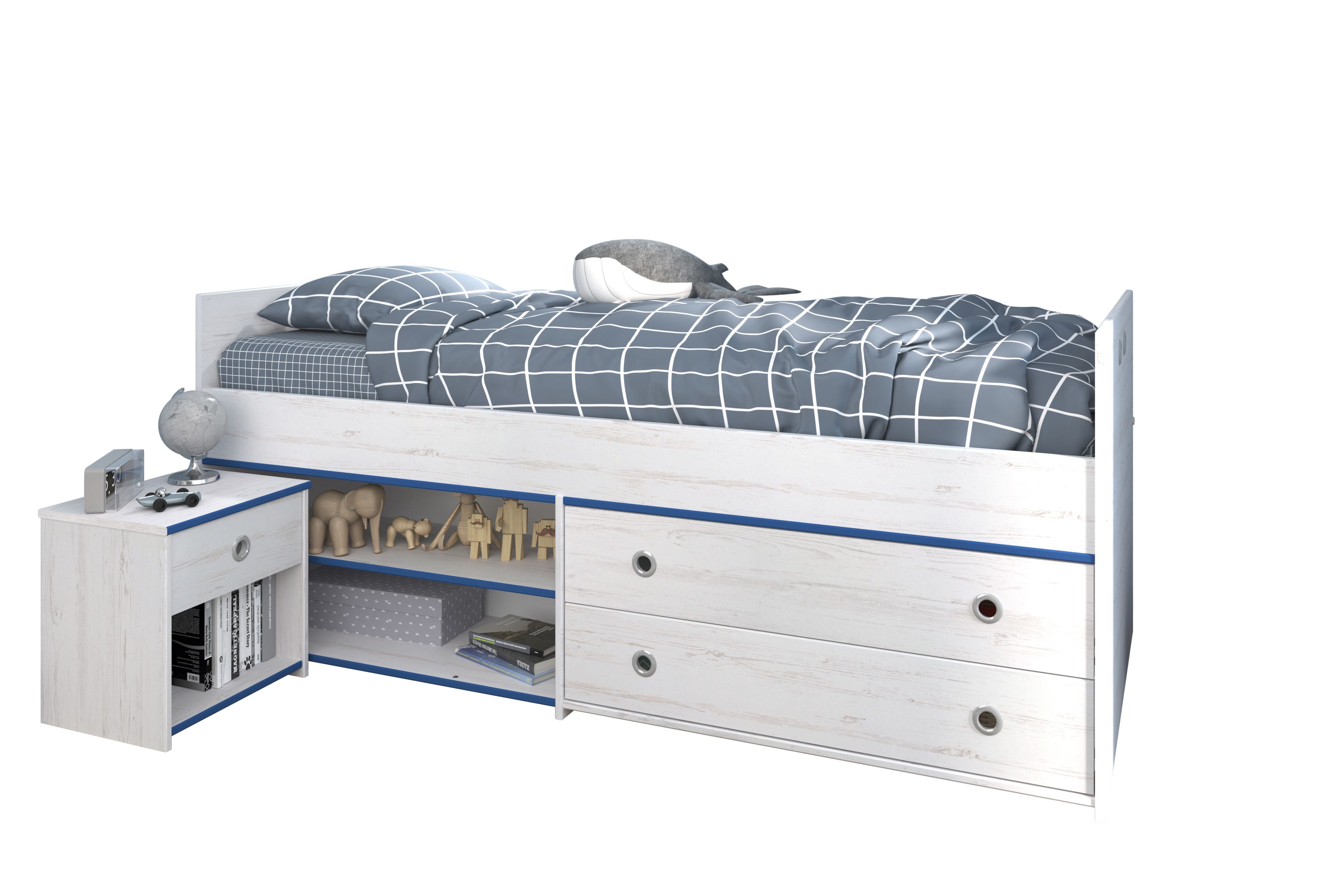 Stauraumbett mit Nachtkommode SMOOZY 24a