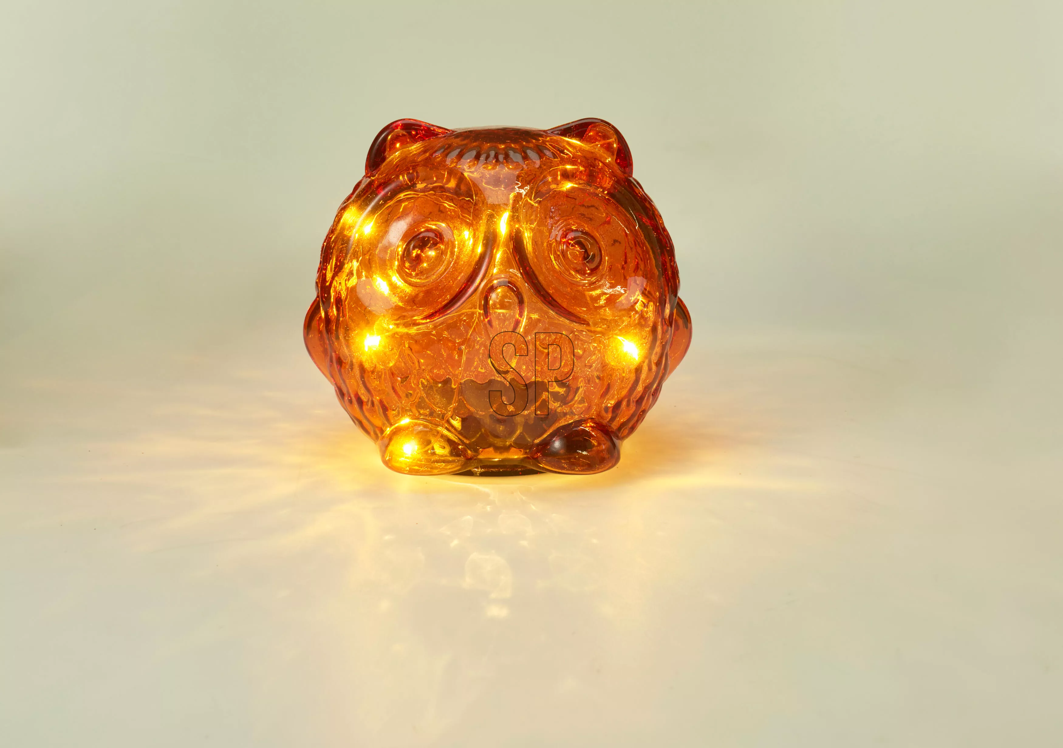 Eule Glas mit LED HERBST