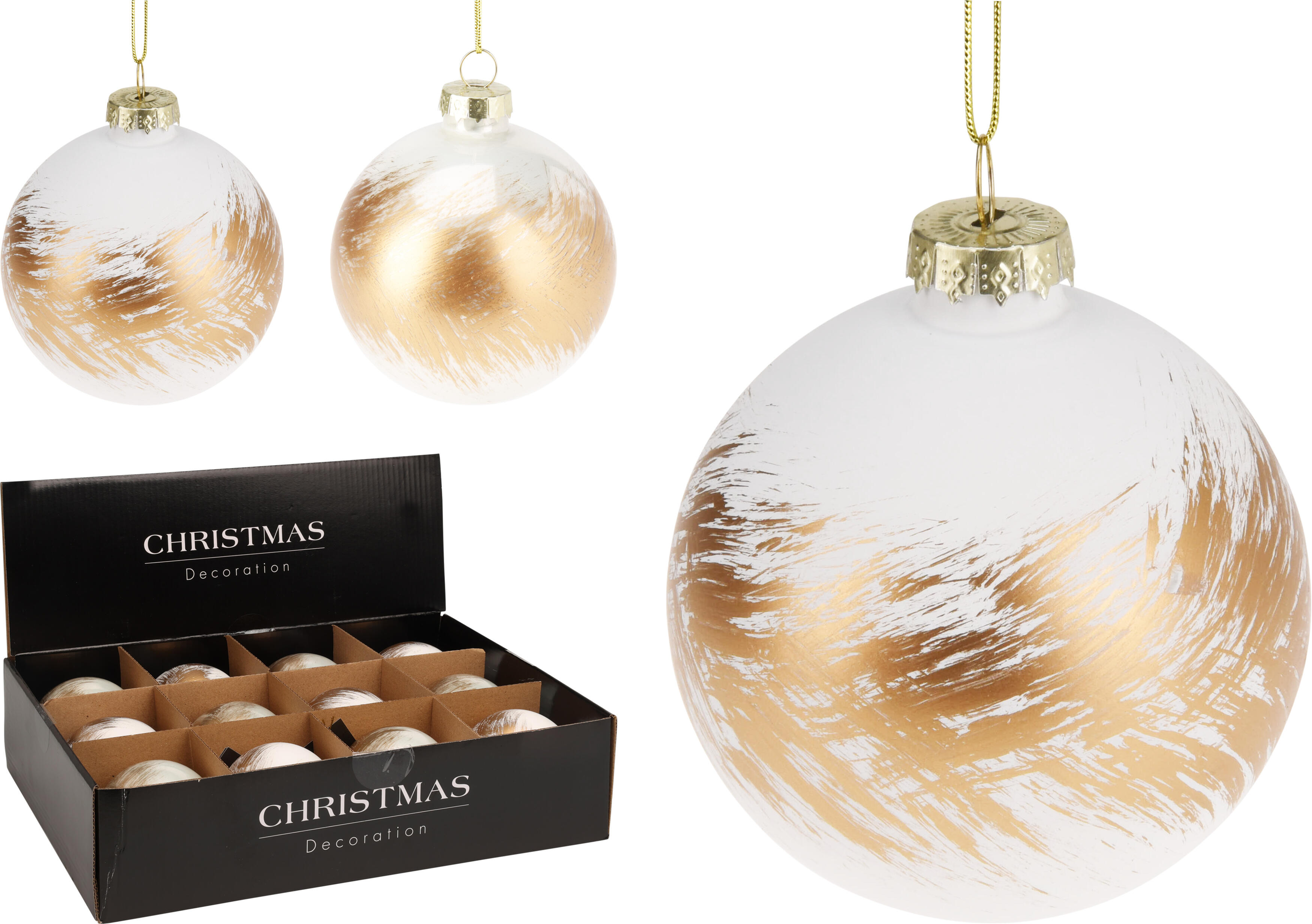 Weihnachtskugel weiß/gold CHRISTMAS