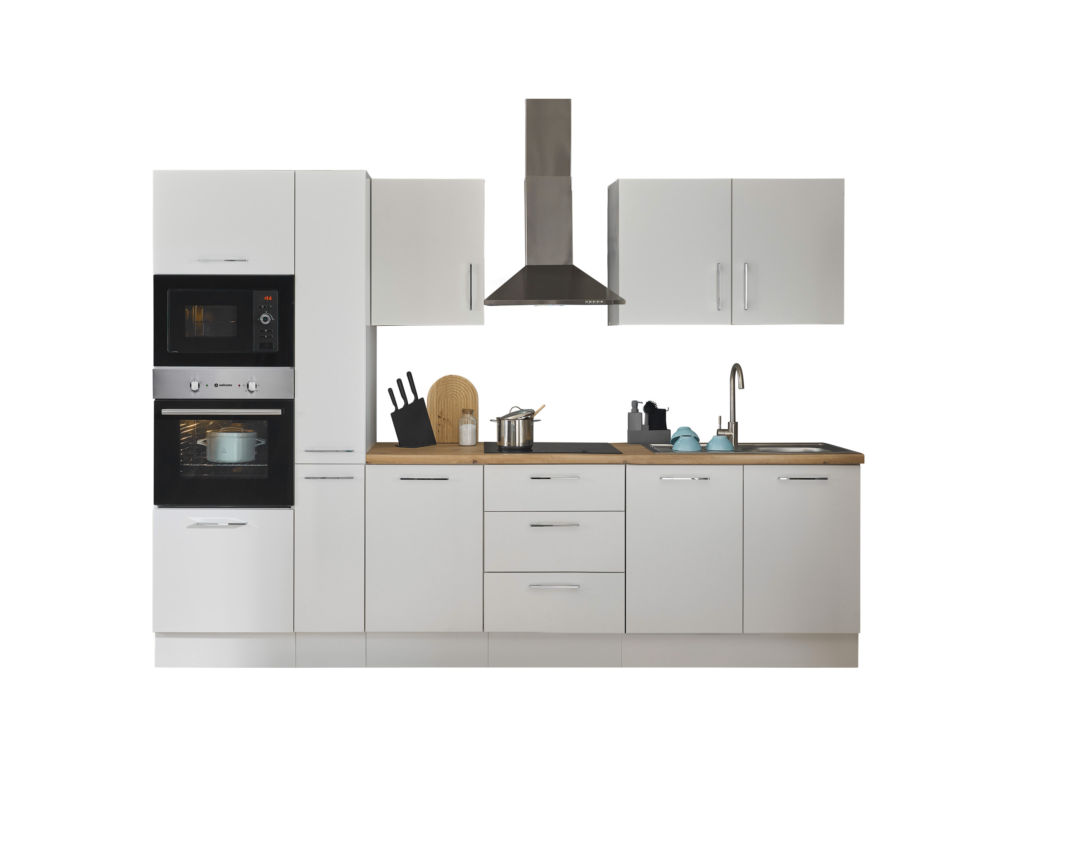 Bloc cuisine avec électroménager CORNWALL (bloc cuisine-four-micro-ondes-armoire coulissante) I Bloc cuisine avec électroménager CORNWALL (bloc cuisine-four-micro-ondes-armoire coulissante) I