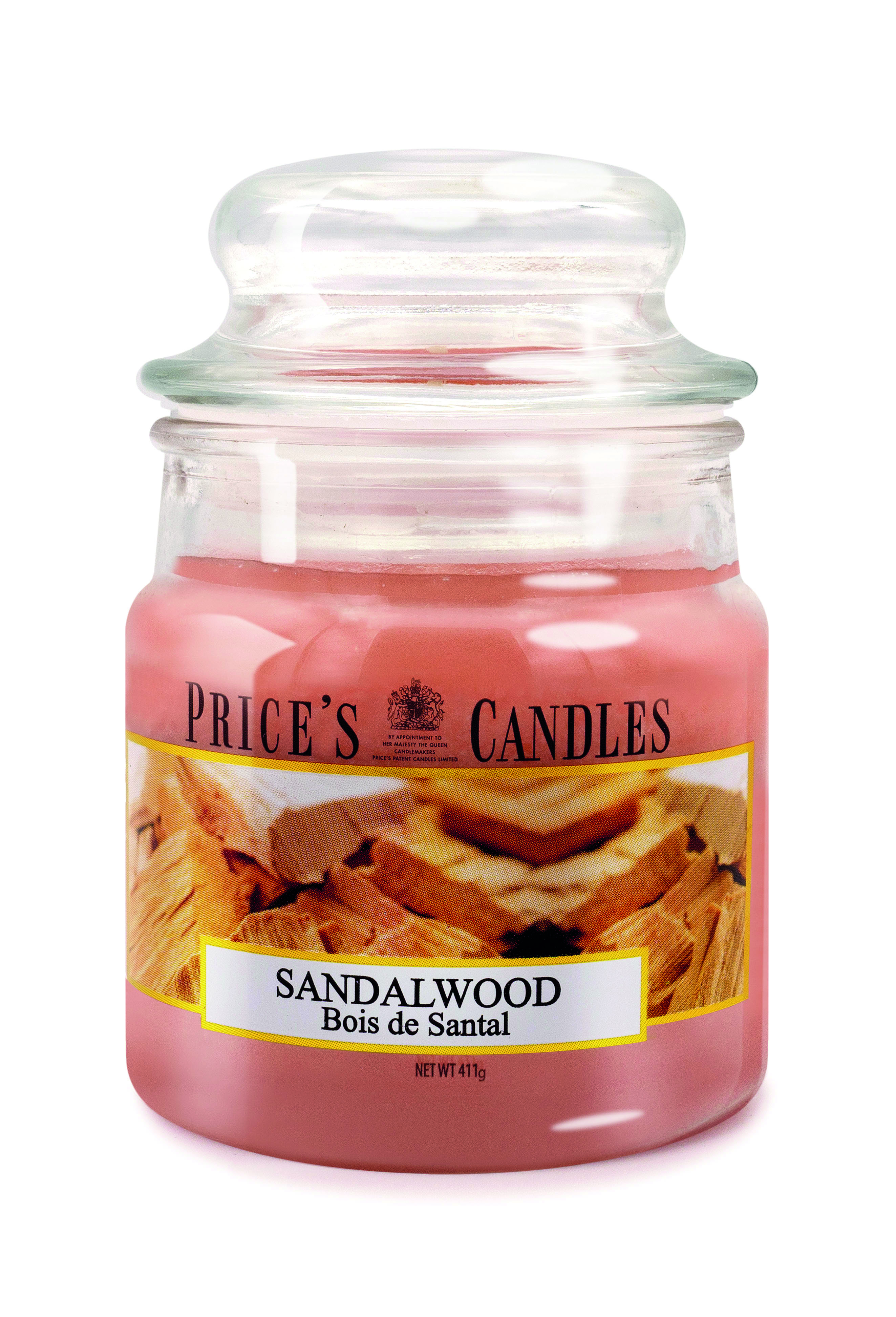 Bougie parfumée dans pot en verre avec couvercle Bois de santal PRICES Bougie parfumée dans pot en verre avec couvercle Bois de santal PRICES