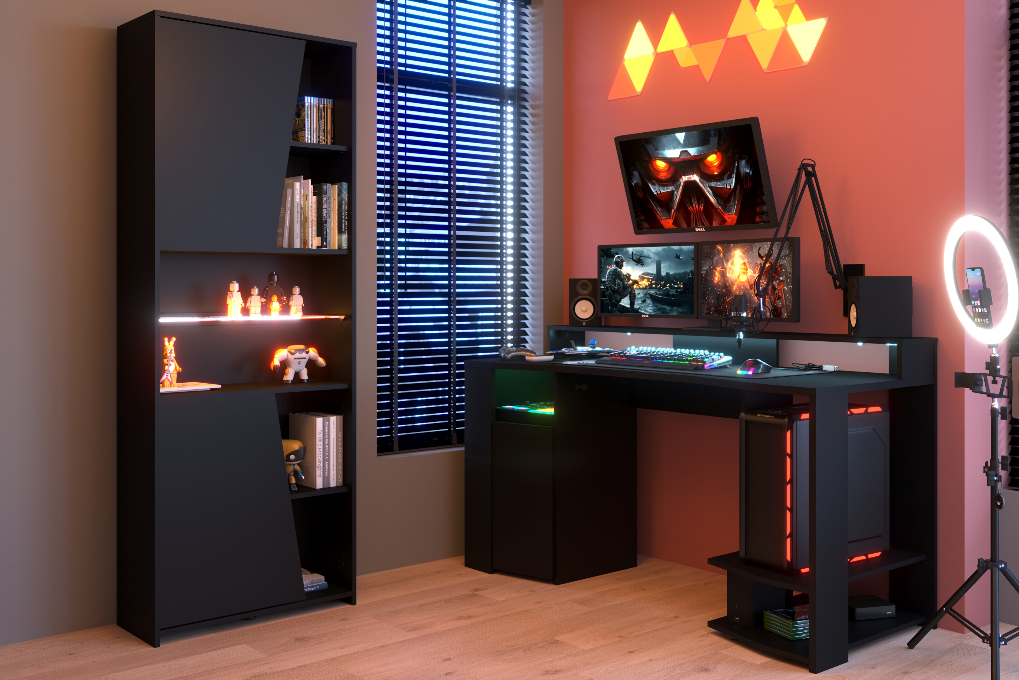 Bureau gamer avec 1 étagère GAMING 2