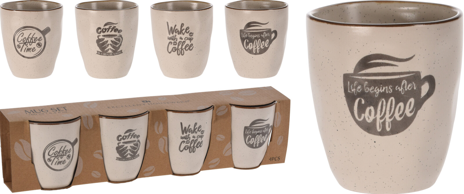 Lot de 4 mugs 160 ml RETRO