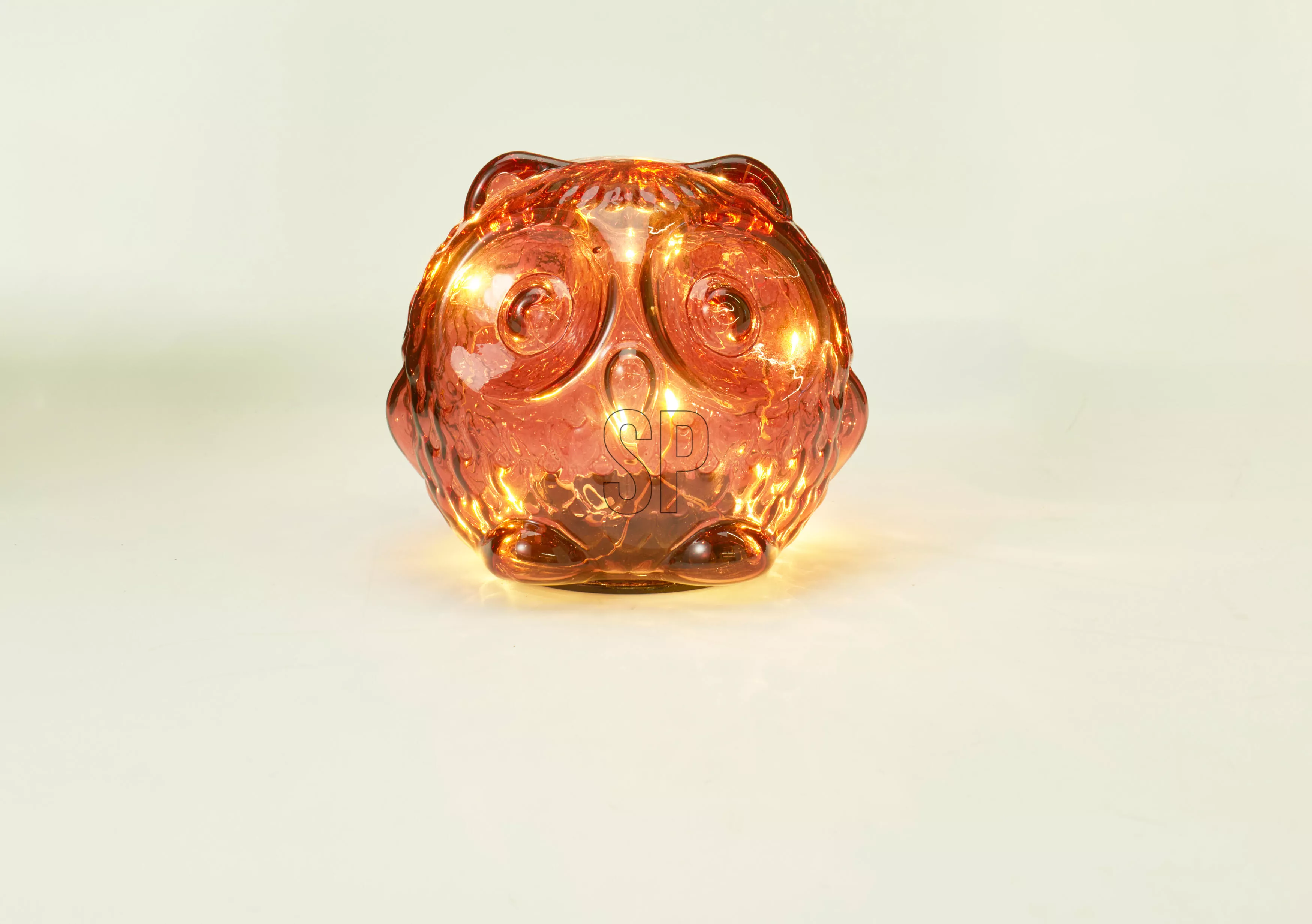 Eule Glas mit LED HERBST