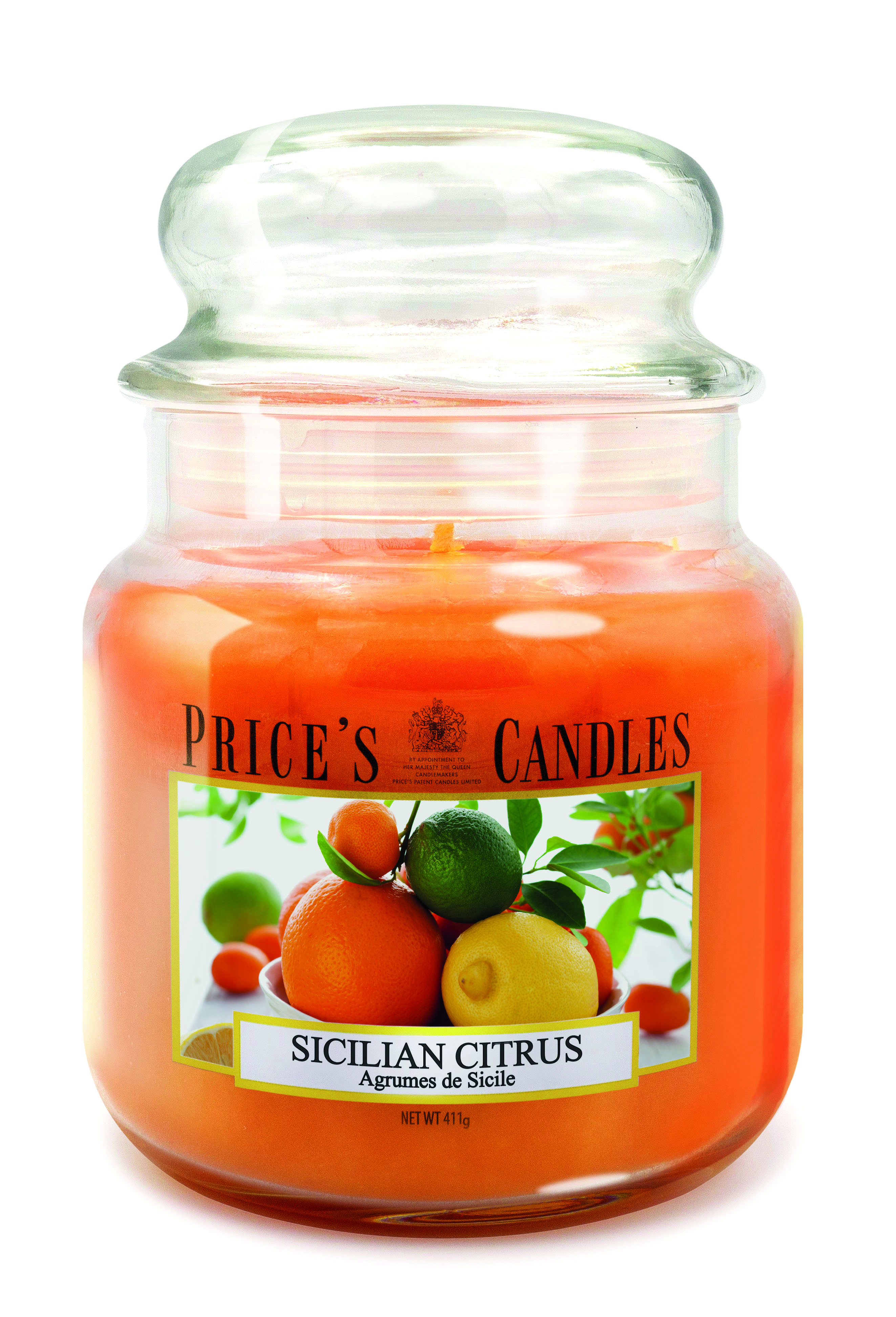 Bougie parfumée dans pot en verre avec couvercle Sicilian Citrus PRICES Bougie parfumée dans pot en verre avec couvercle Sicilian Citrus PRICES