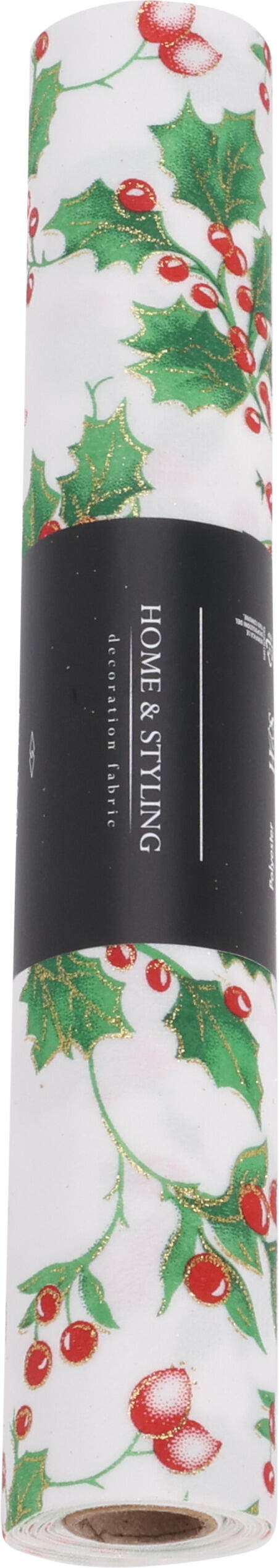 Rouleau de tissu déco motif branche avec baies CHRISTMAS Rouleau de tissu déco motif branche avec baies CHRISTMAS