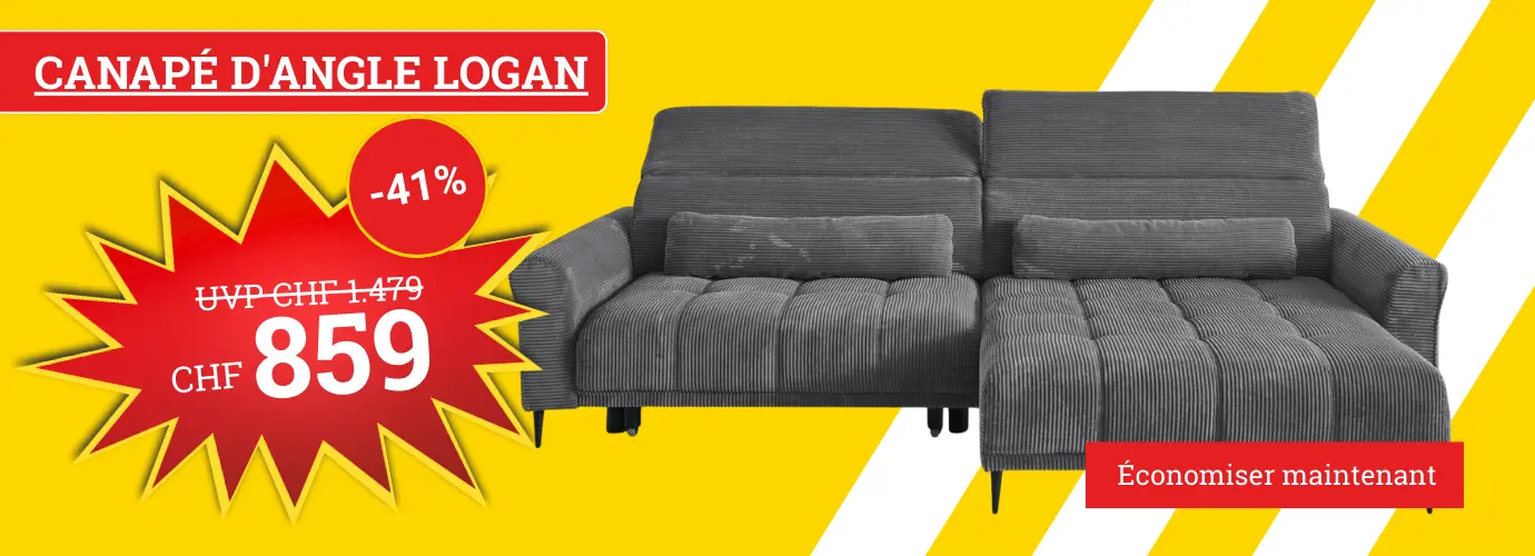Impossible d'économiser davantage ! Canapé d'angle LOGAN