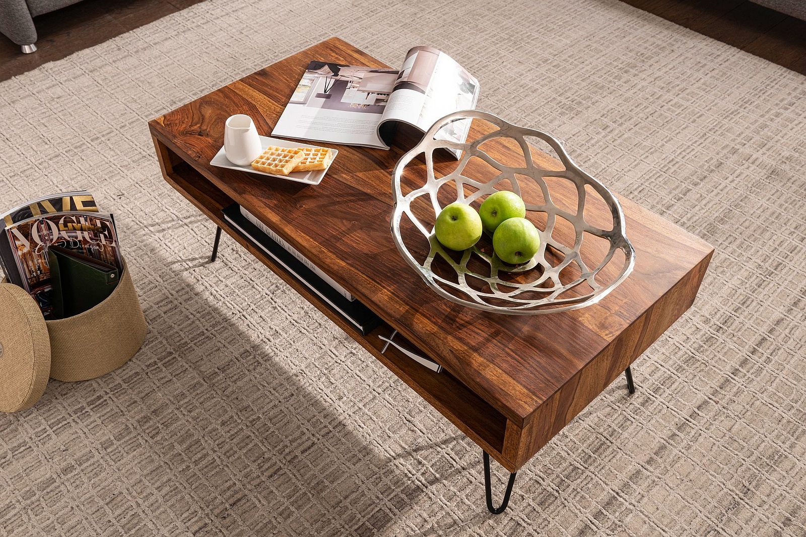 KS-Furniture WL5.738 Table Basse Design pivotante avec roulettes Blanc 95 x 51 x 54,5 cm 