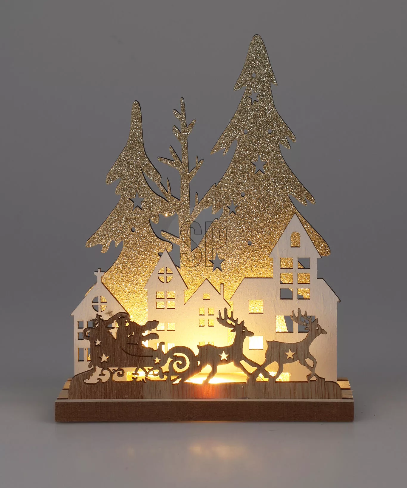 Décoration à poser paysage hivernal avec LED CHRISTMAS