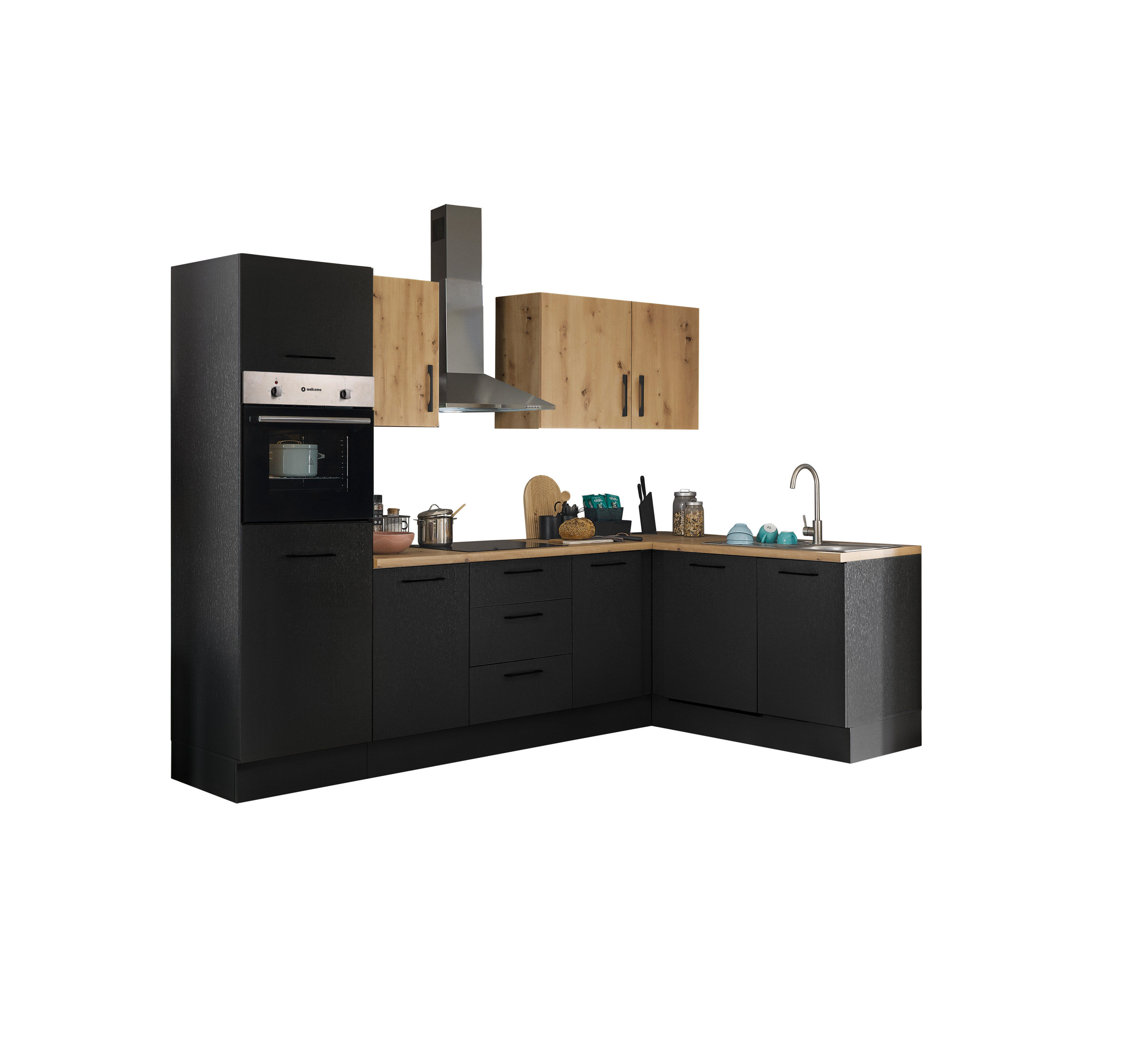 Bloc cuisine avec électroménager CORNWALL (cuisine d'angle-four Bloc cuisine avec électroménager CORNWALL (cuisine d'angle-four