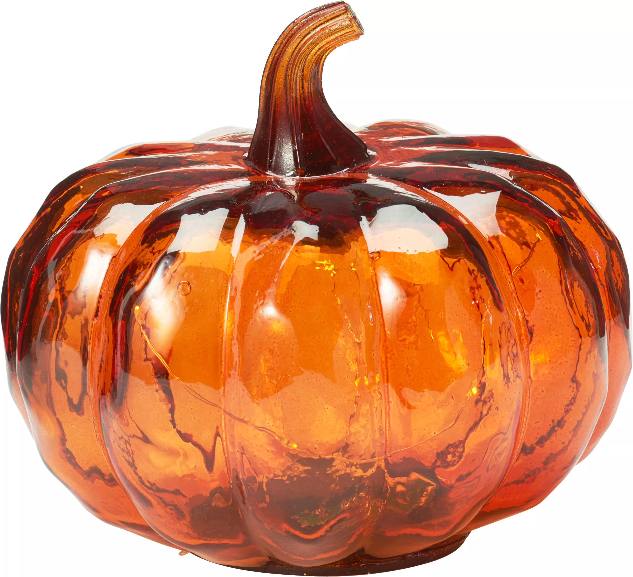 Citrouille en verre avec LED HERBST