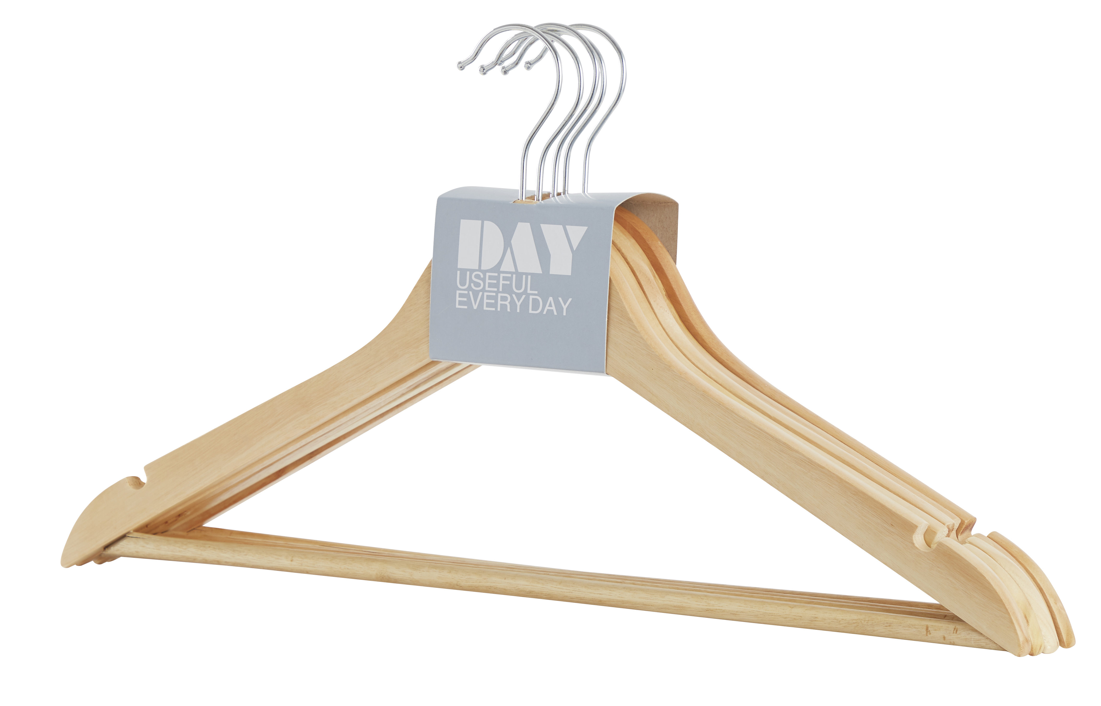 Lot de 5 cintres en bois DAY Lot de 5 cintres en bois DAY
