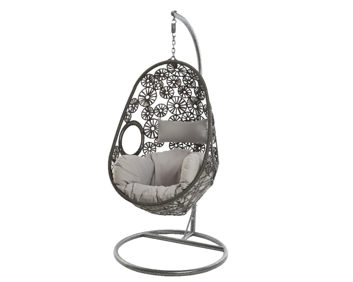 Korb-Hängesessel Blume dunkelgrau WICKER
