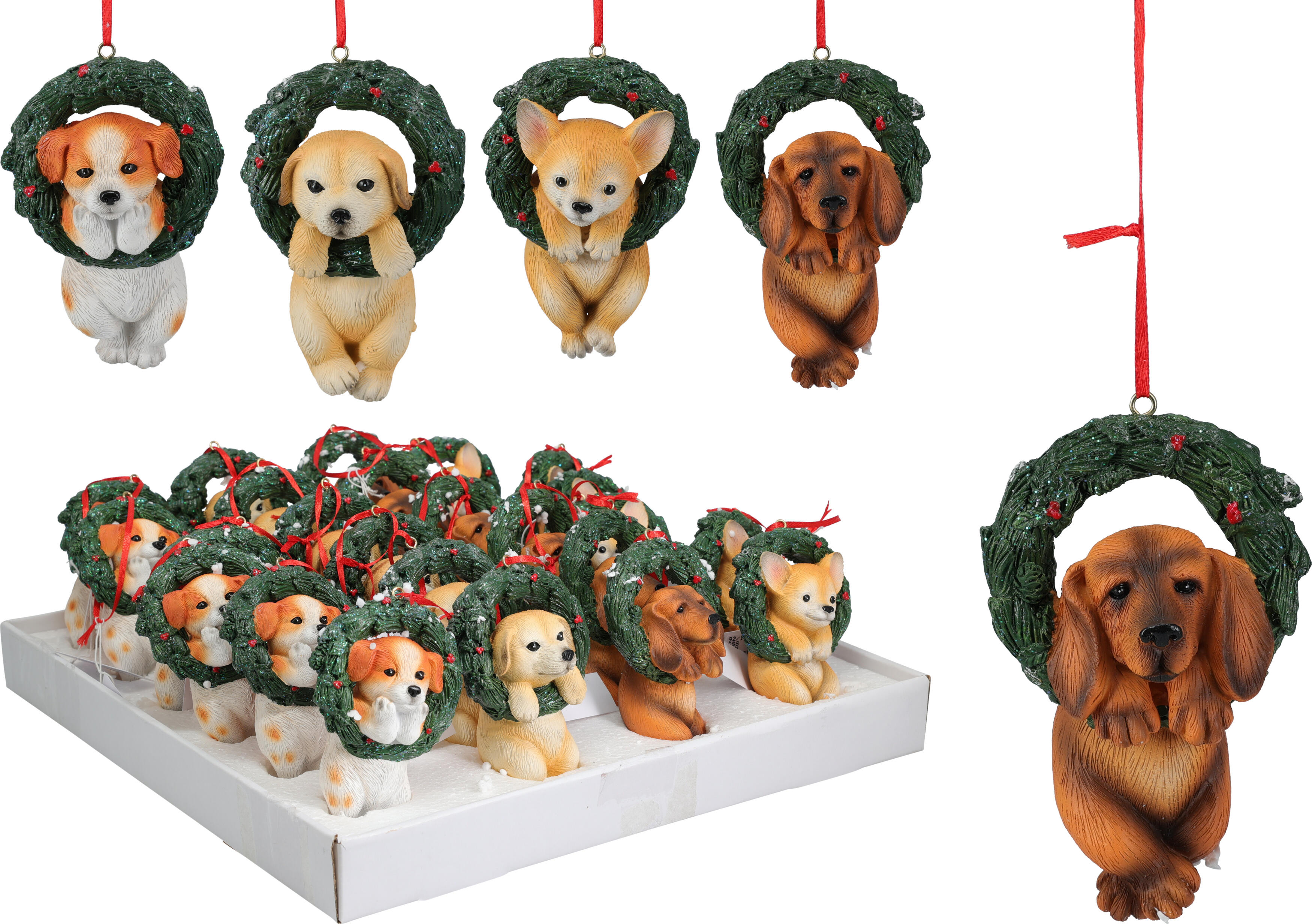 Chien dans une couronne à suspendre CHRISTMAS Chien dans une couronne à suspendre CHRISTMAS