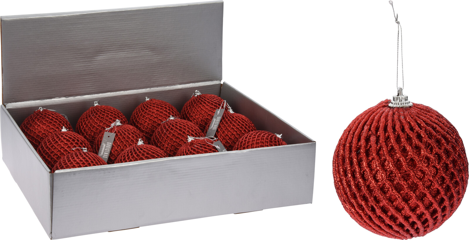 Boule de Noël ton rouge 10 cm STYLE