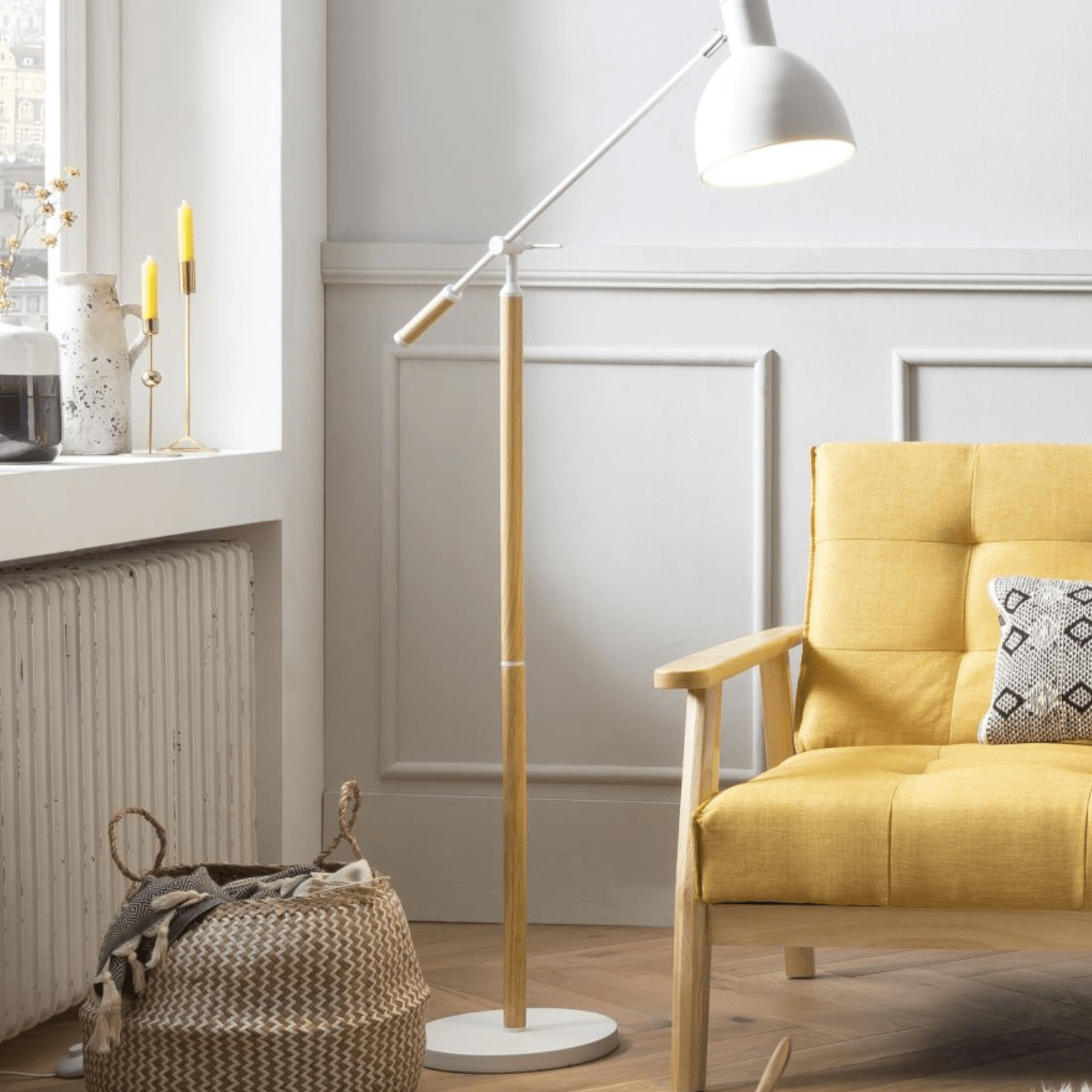 Canapé-lit 3 places SALESFEVER de style scandinave, couleur jaune moutarde, avec fonction relax, inclinable à 60