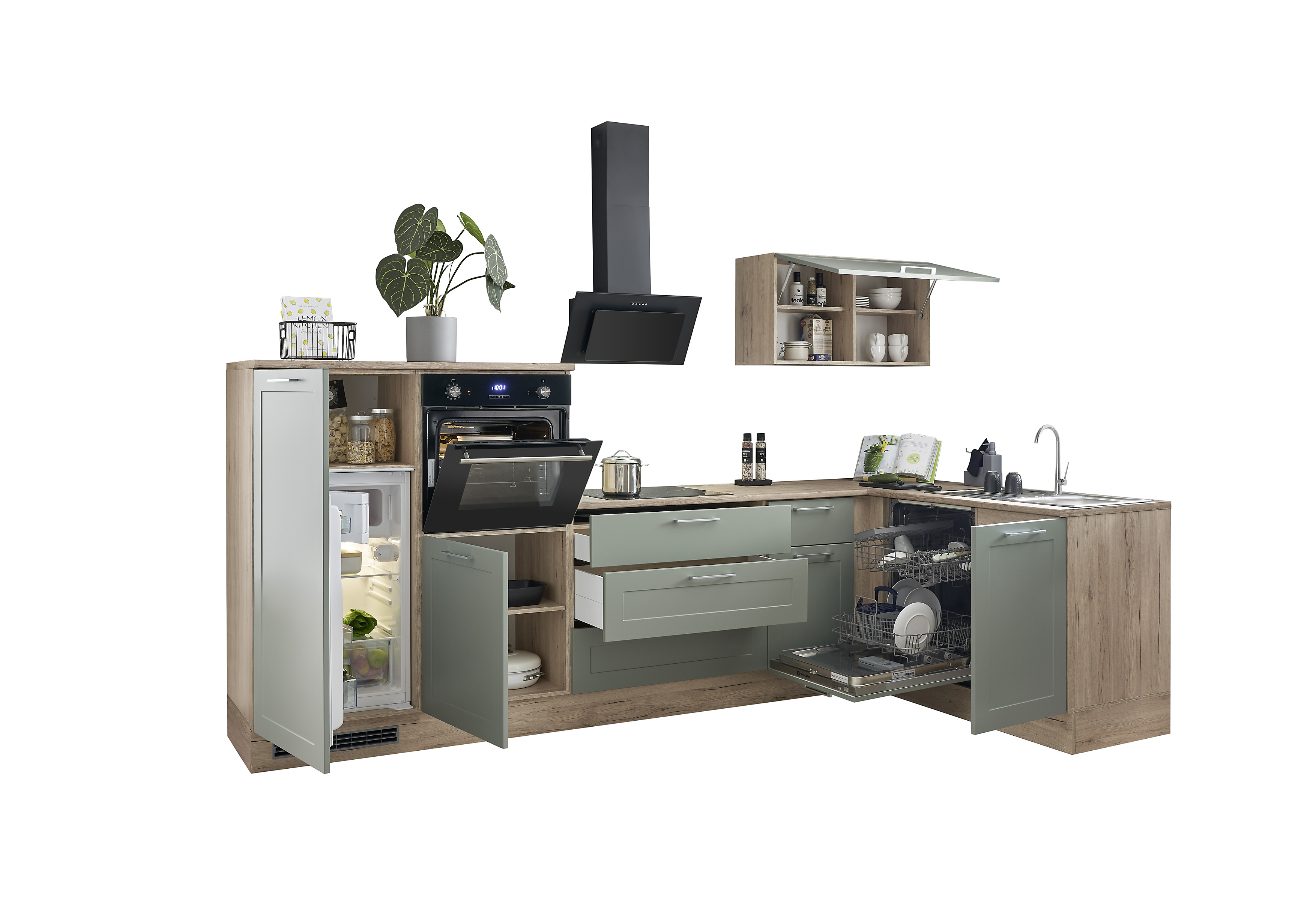 Bloc cuisine avec électroménager HASTINGS (cuisine d'angle - meuble pour frigo - meuble pour four) II