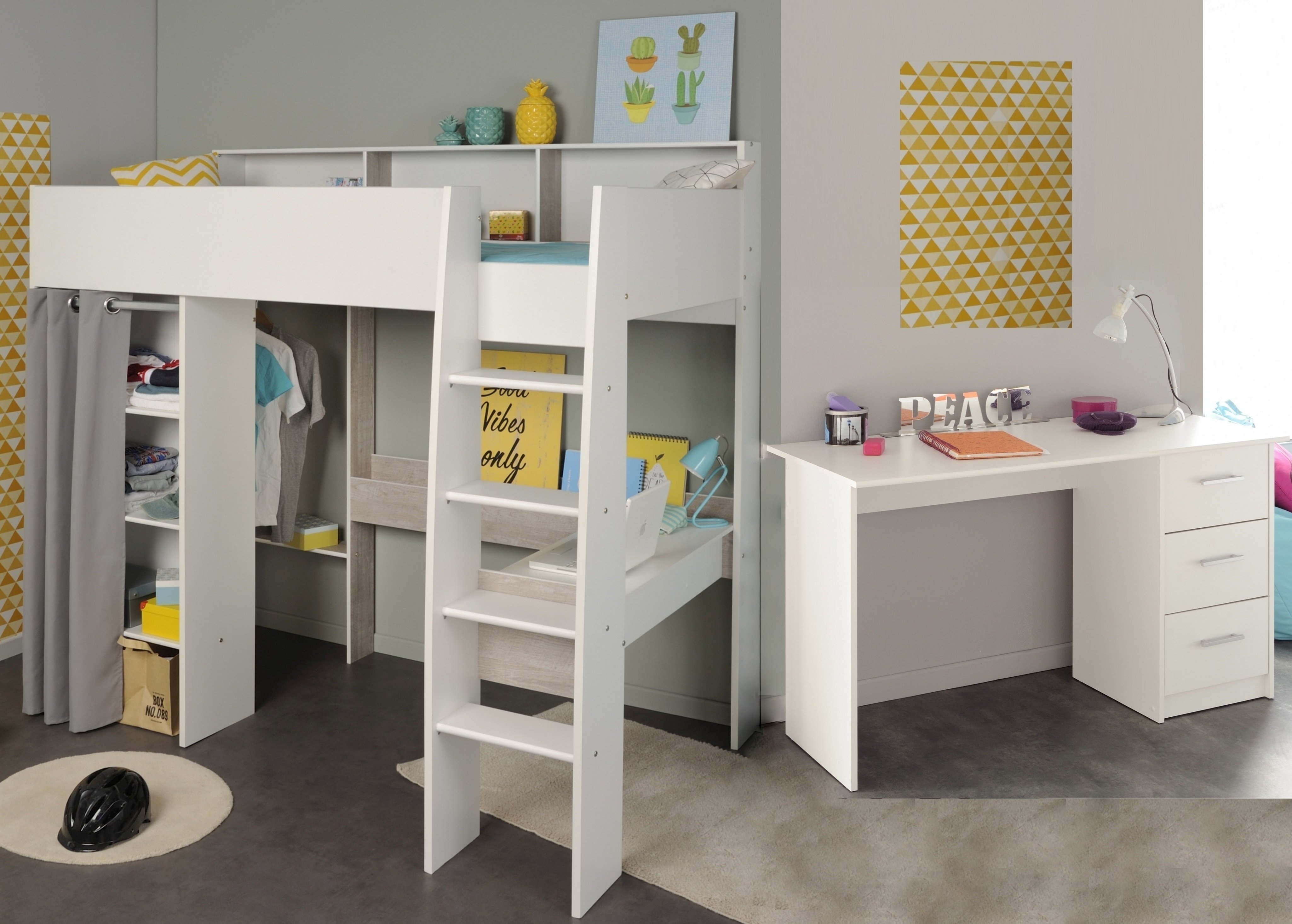 Lit mezzanine avec bureau TAYLOR 14
