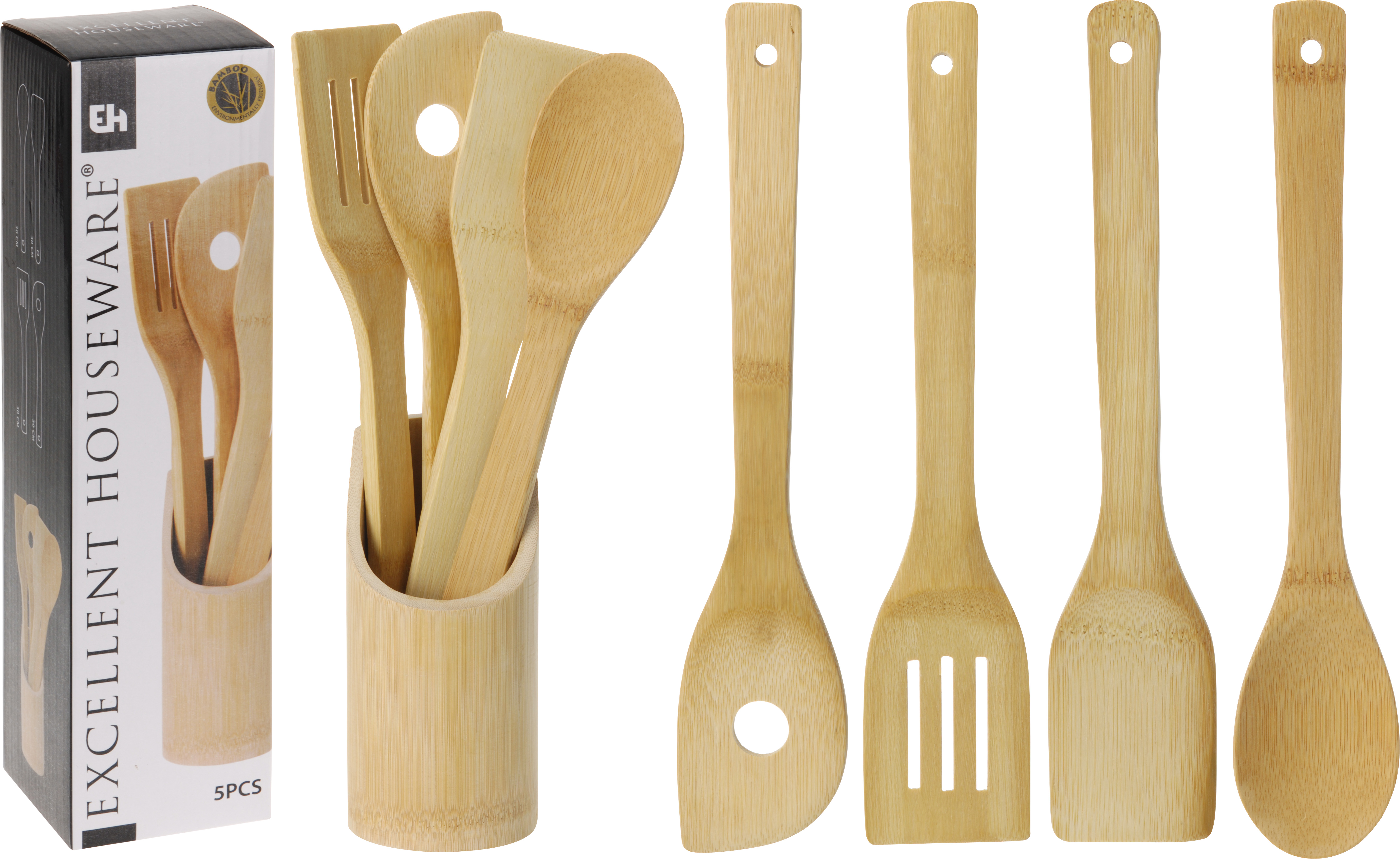 Lot de 5 ustentsiles de cuisine  en bambou Lot de 5 ustentsiles de cuisine  en bambou