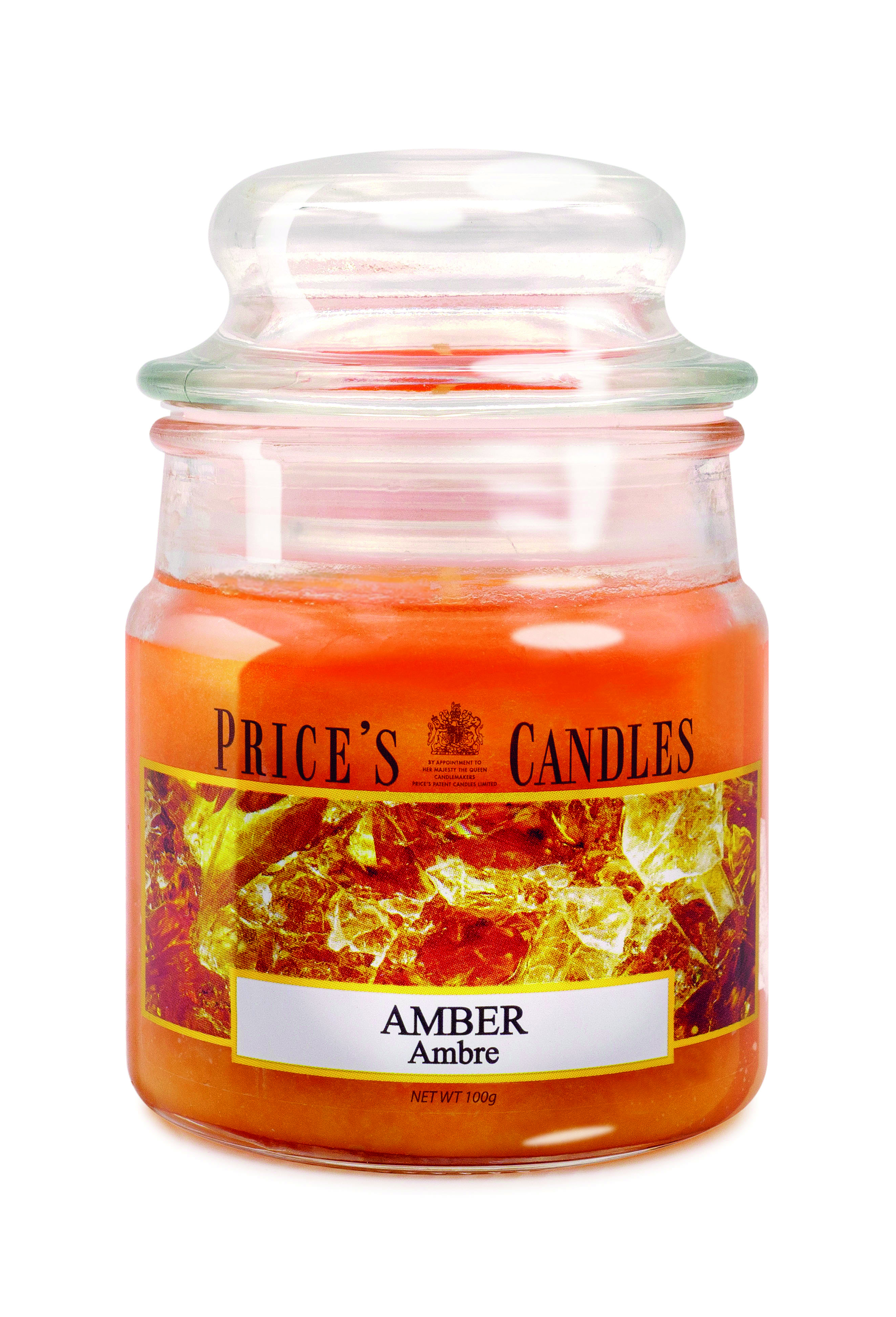 Bougie parfumée dans pot en verre avec couvercle Ambre PRICES Bougie parfumée dans pot en verre avec couvercle Ambre PRICES