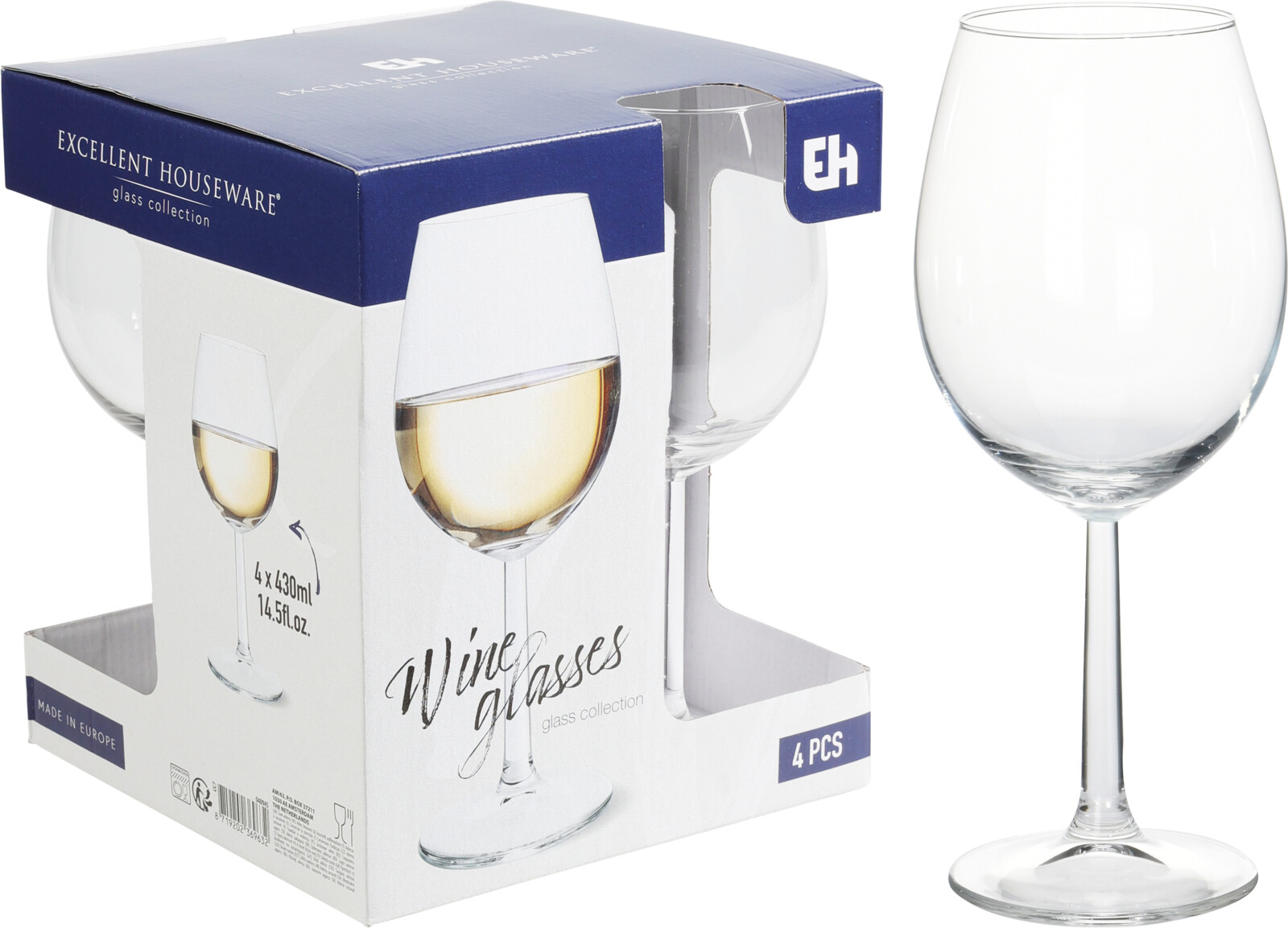 Lot de 4 verres à vin blanc EH