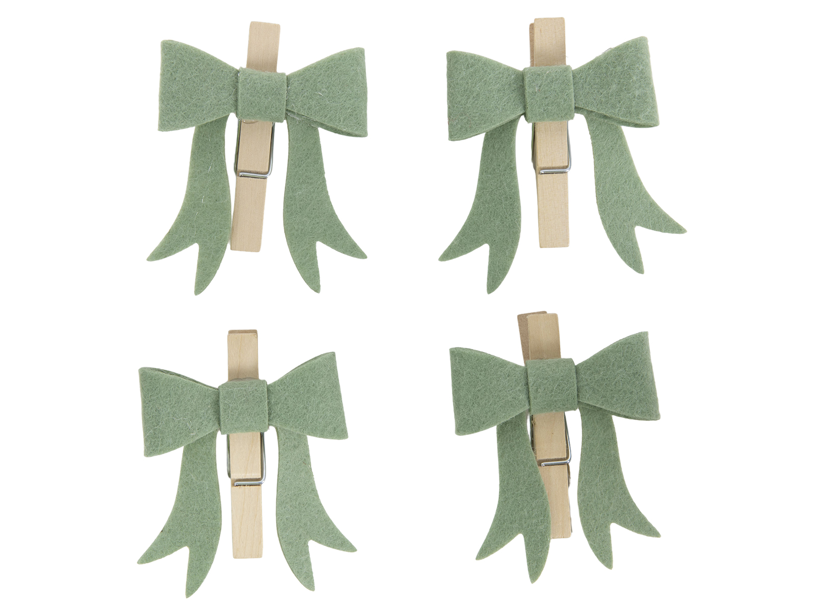 Lot de 4 pinces à linge avec nœud MERRY CHRISTMAS