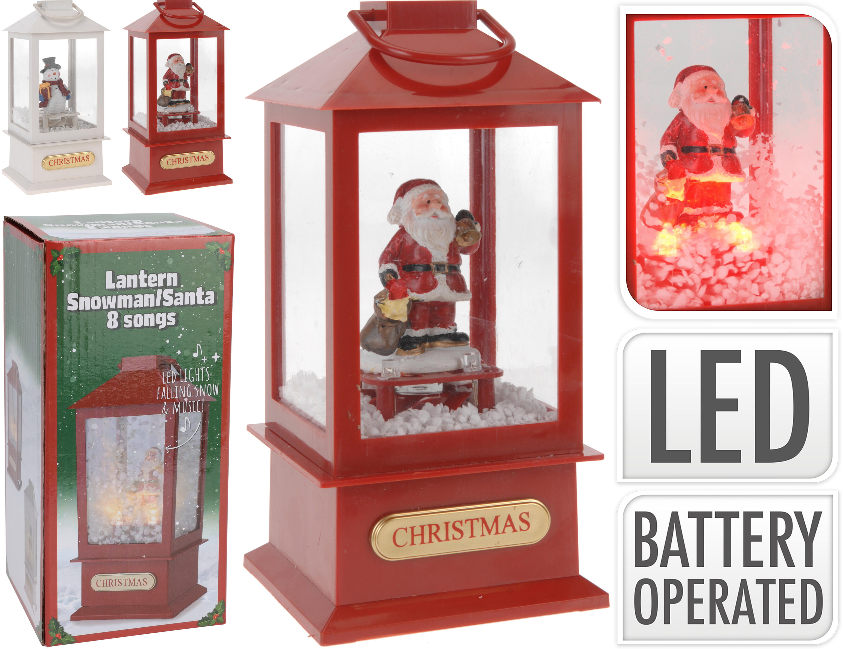 Laterne LED mit Figur und Schnee CHRISTMAS Laterne LED mit Figur und Schnee CHRISTMAS