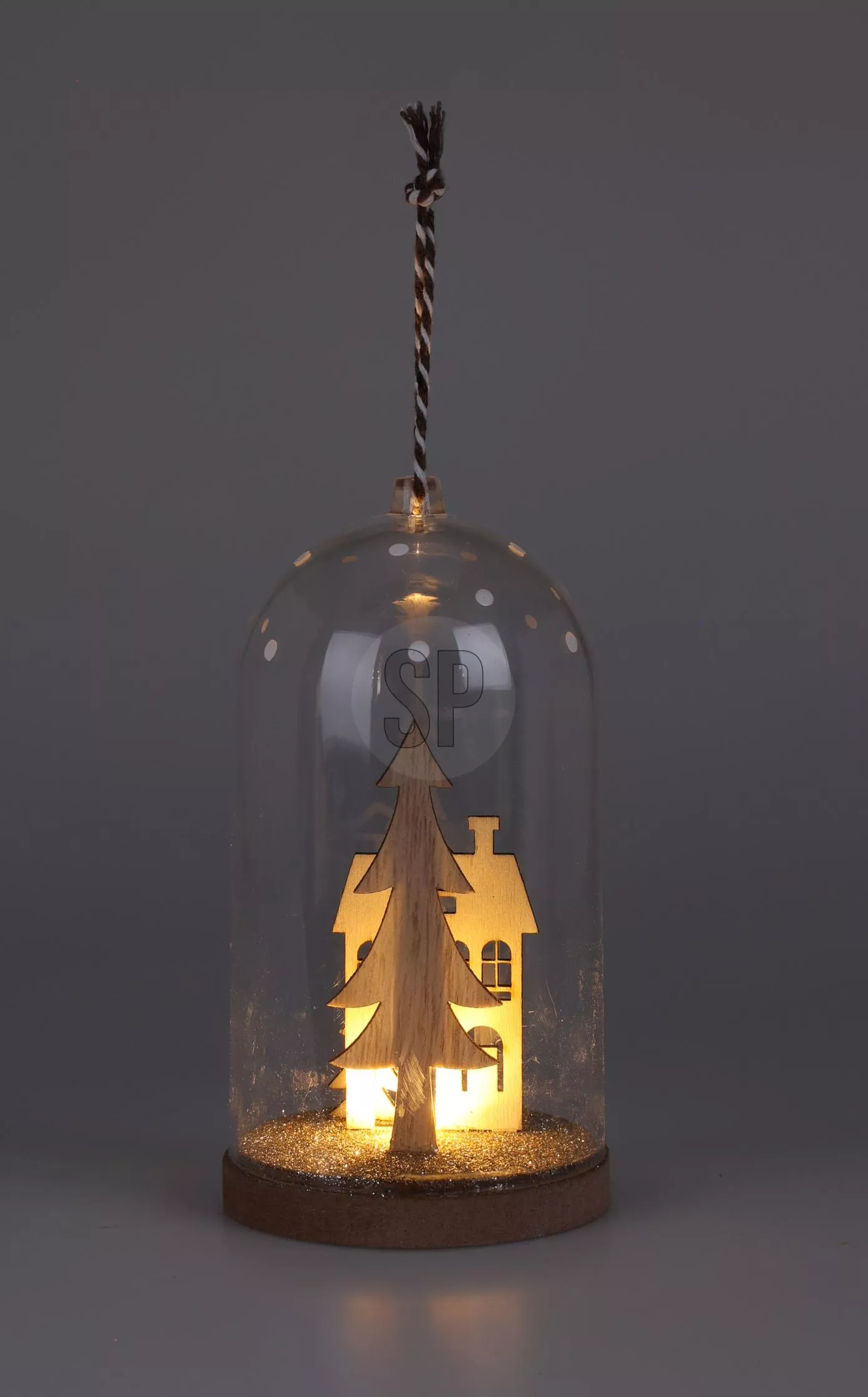 Maison sous cloche LED à suspendre CHRISTMAS