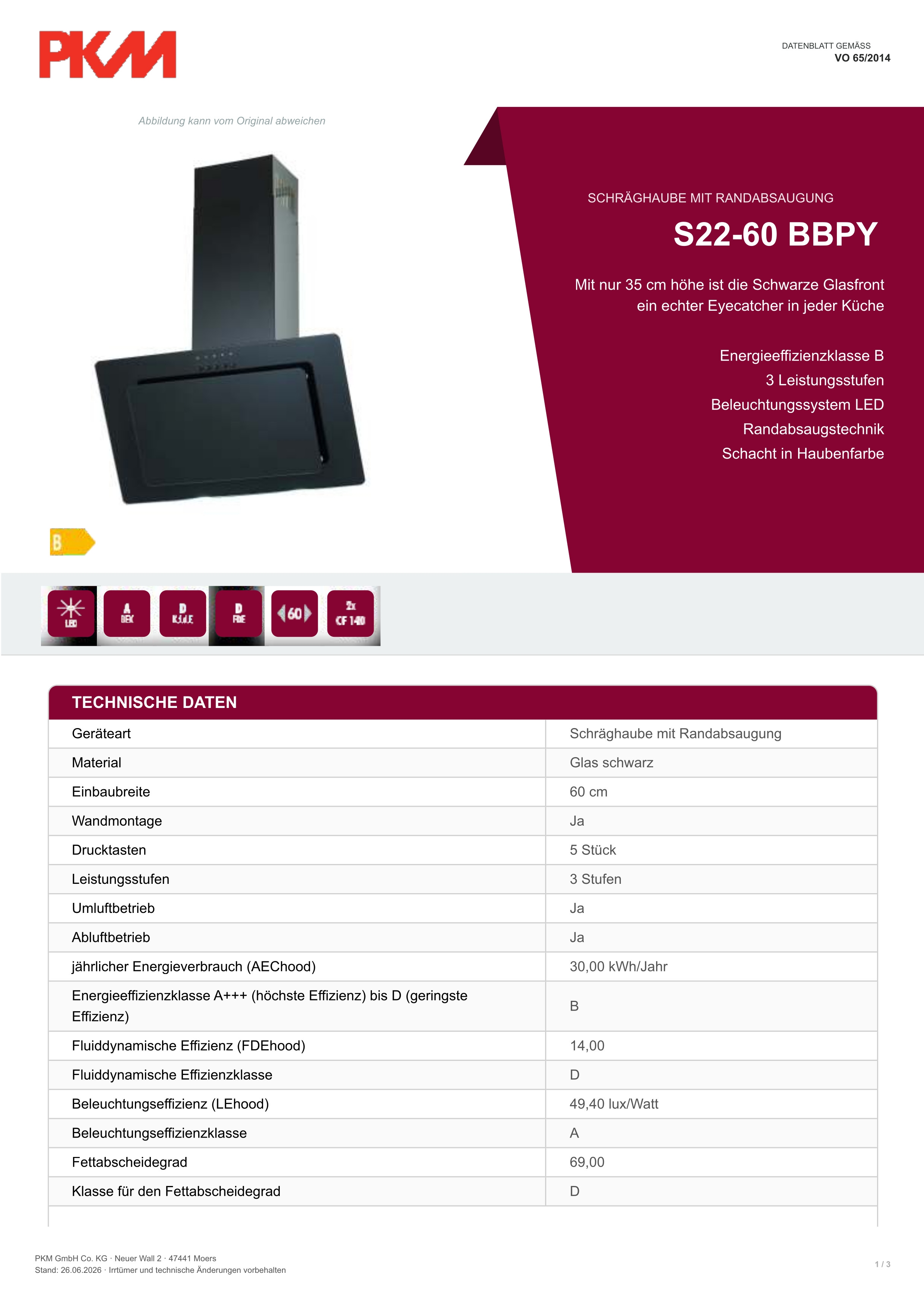 Hotte aspirante S22-60 BBPY