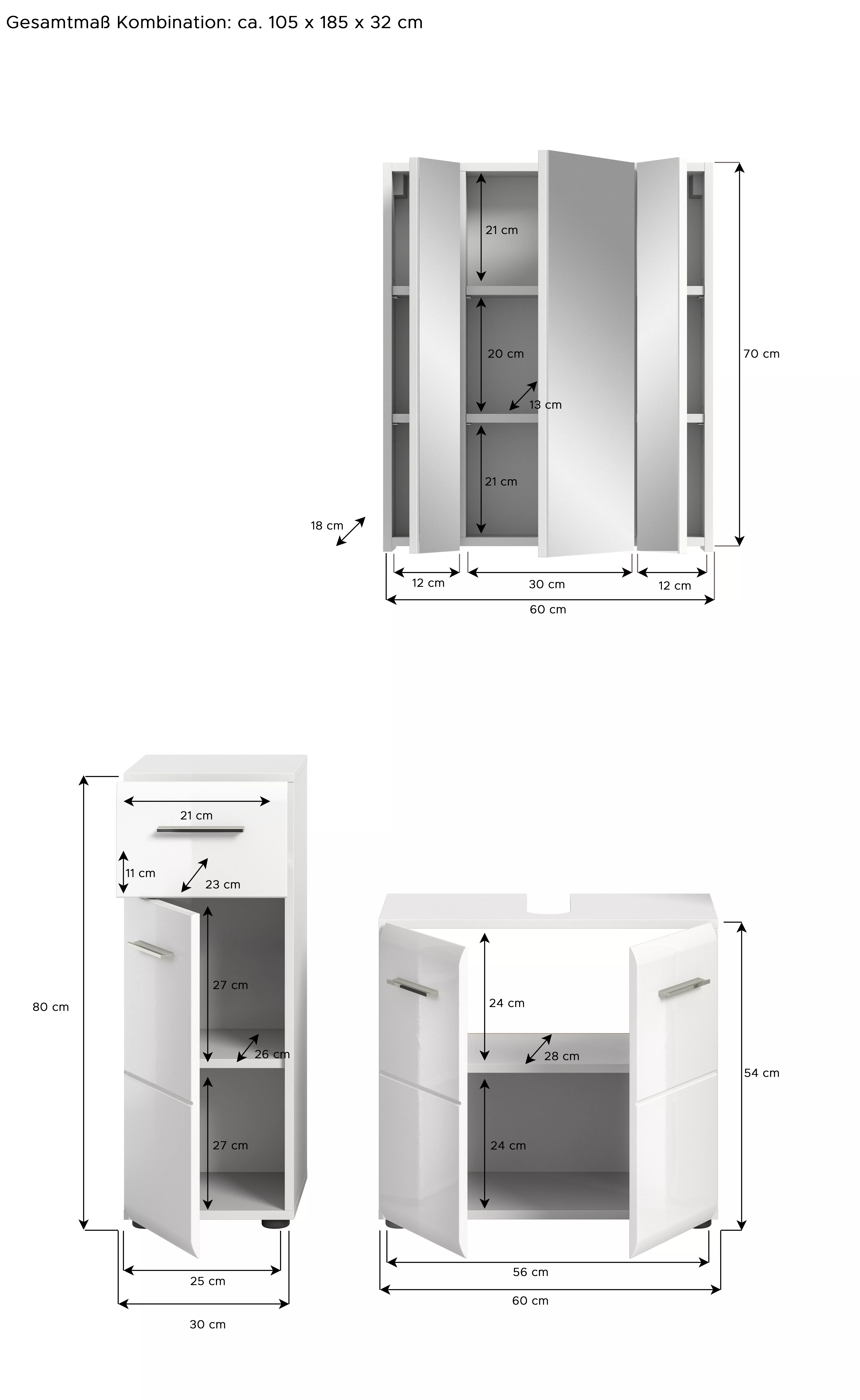 Salle de bains combinée 3 éléments BONGA