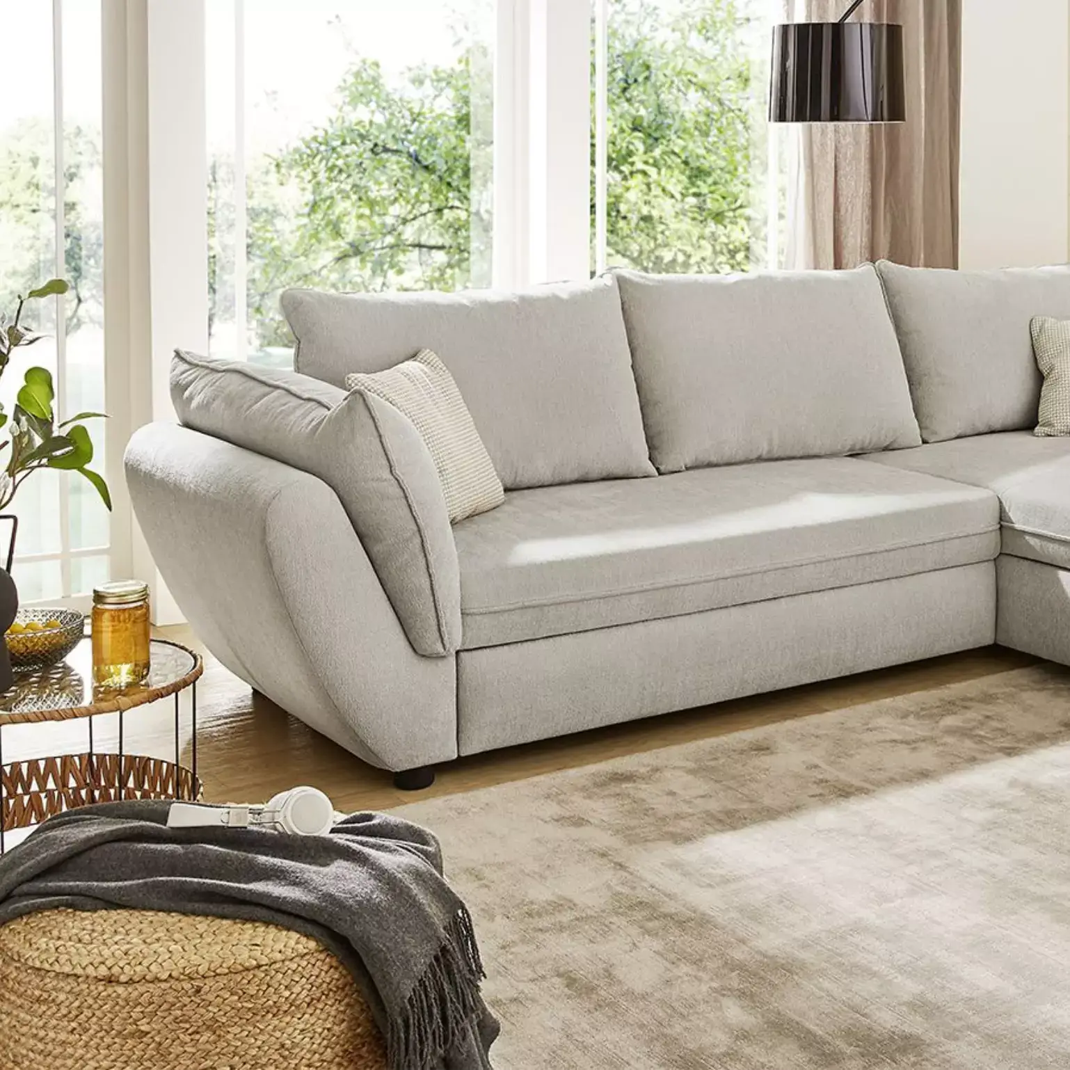 Polsterecke JEREZ Polsterecke JEREZ in hellgrau mit 2 Bettkästen und Relax- und Kopfteilverstellung. B/H/T ca. 297/74/207 cm