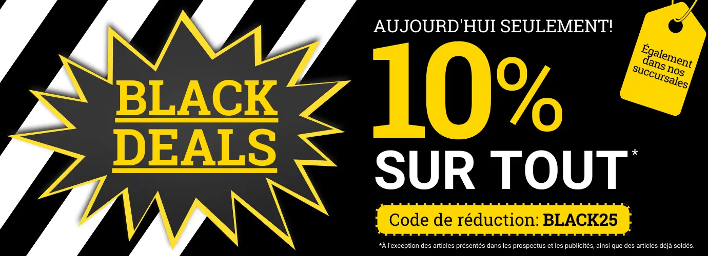 BLACK FRIDAY ! Aujourd'hui seulement, bénéficiez de 10 % de réduction sur tout*