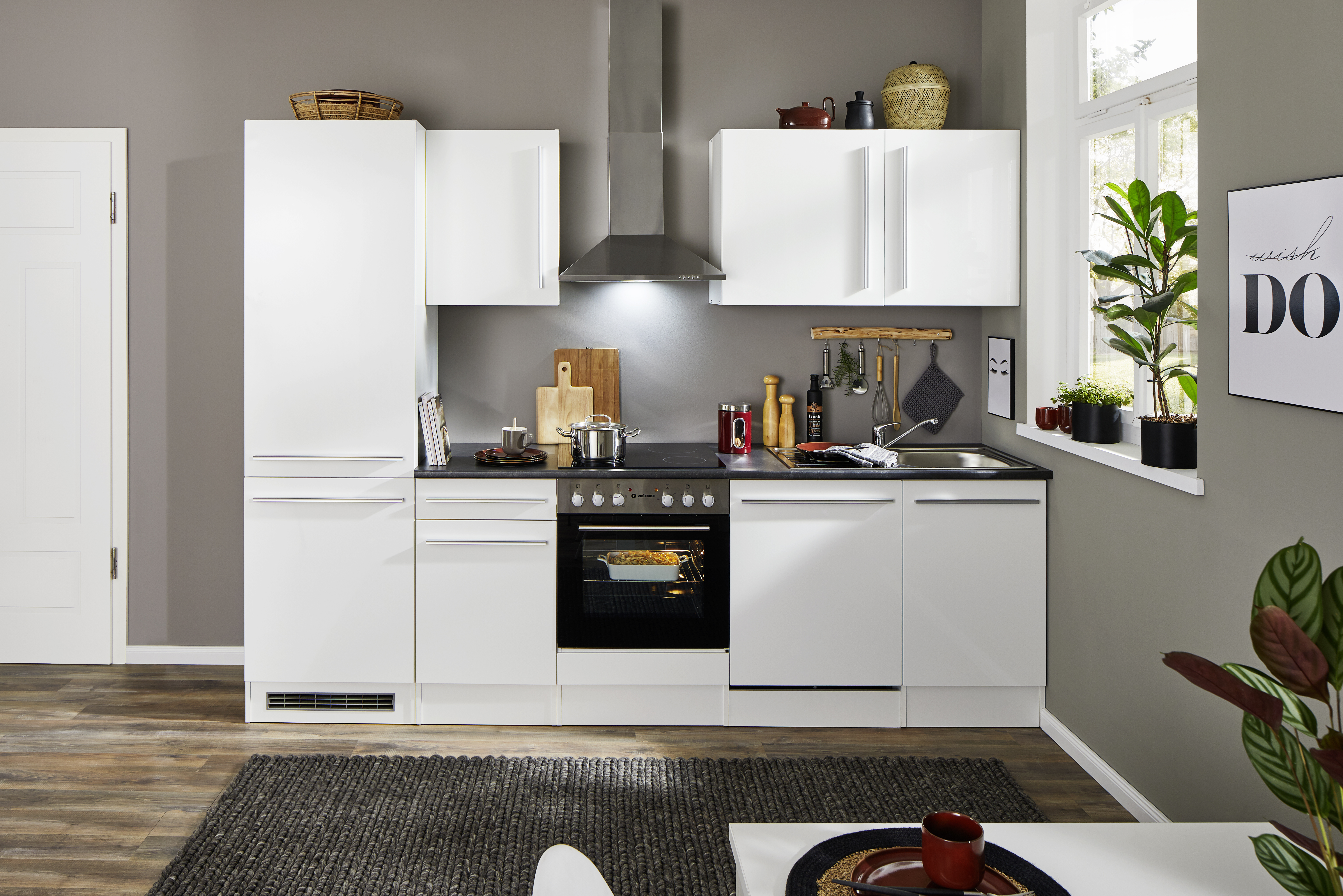 Küchenblock mit E-Geräten JAZZ 8 (Zeile-Kühlschrank) I Küchenblock mit E-Geräten JAZZ 8 (Zeile-Kühlschrank) I