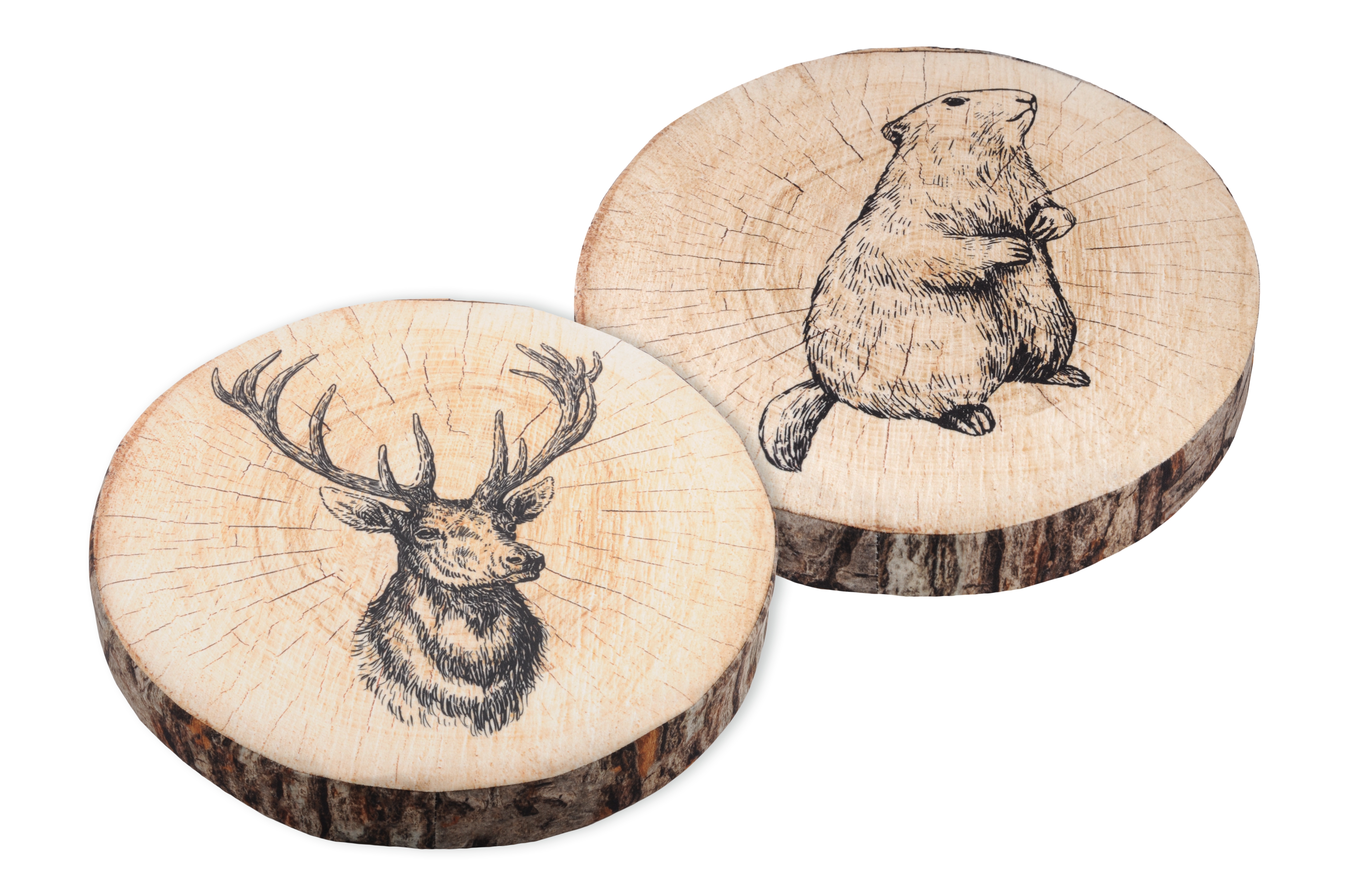 Galette de chaise ronde aspect rondin de bois HOMETEX Galette de chaise ronde aspect rondin de bois HOMETEX