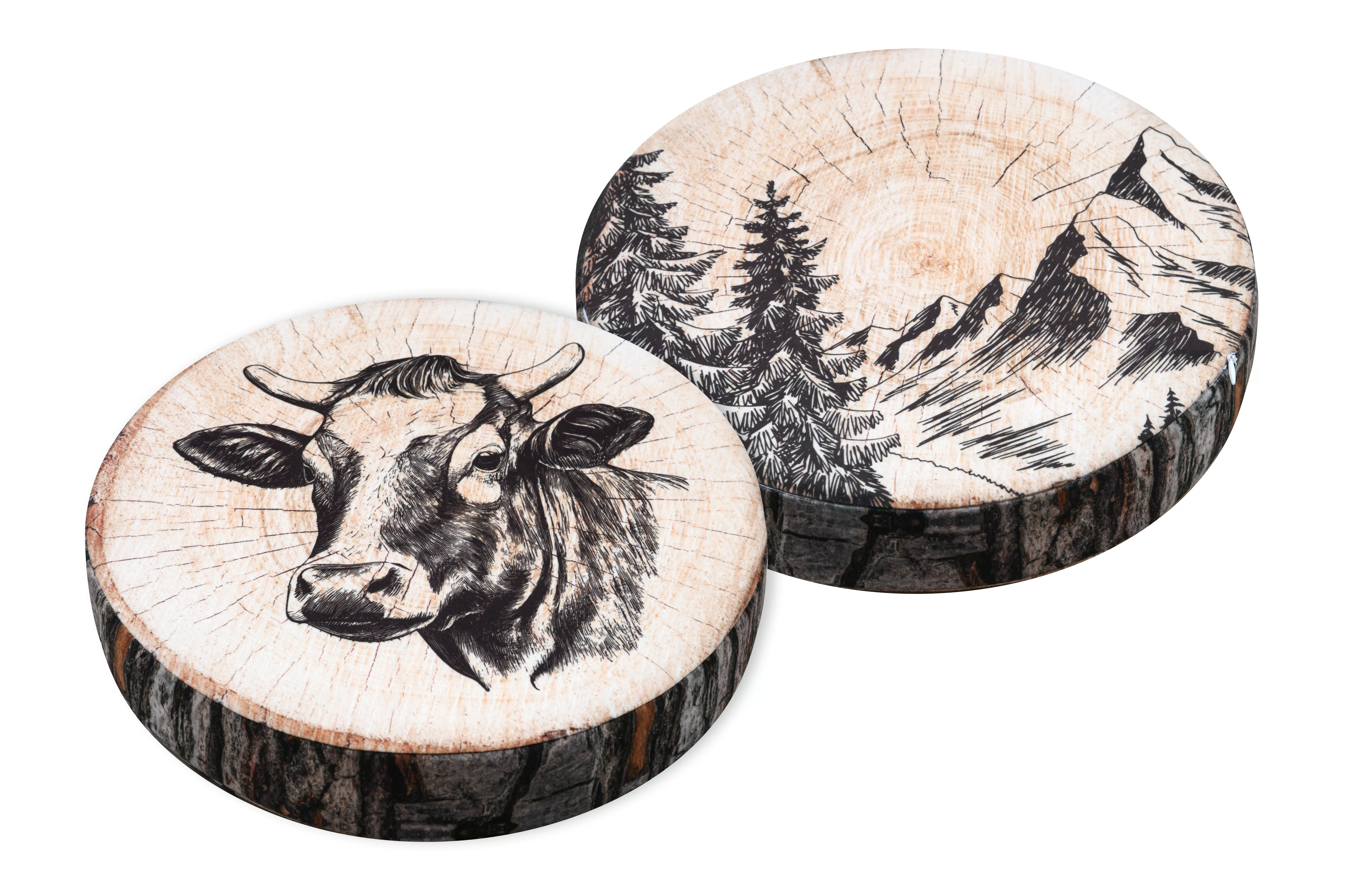 Stuhlkissen rund Holzschnitt HOMETEX