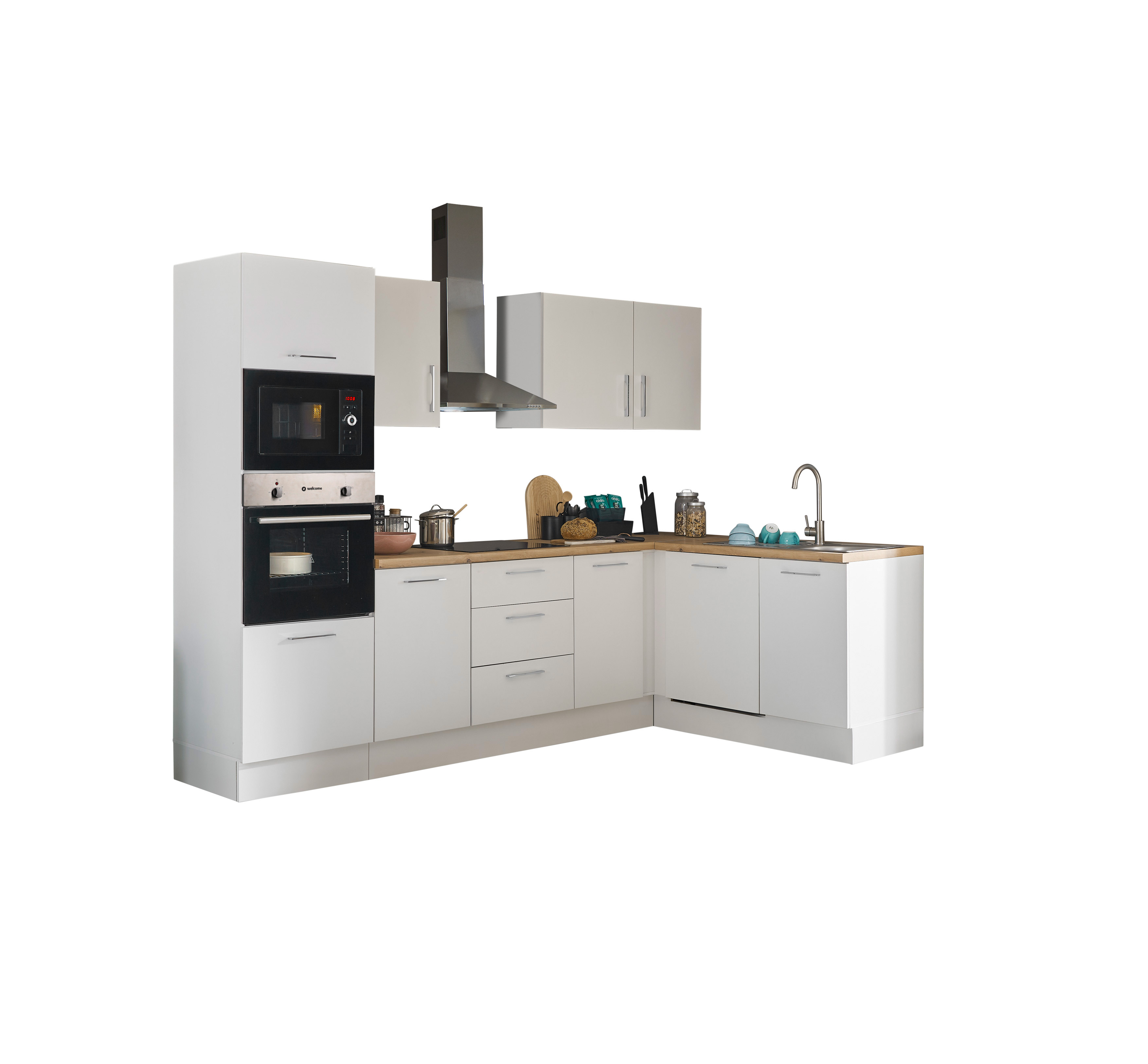 Küchenblock mit E-Geräten CORNWALL (Ecke-Backofen-Geschirrspüler-Mikrowelle) I Küchenblock mit E-Geräten CORNWALL (Ecke-Backofen-Geschirrspüler-Mikrowelle) I