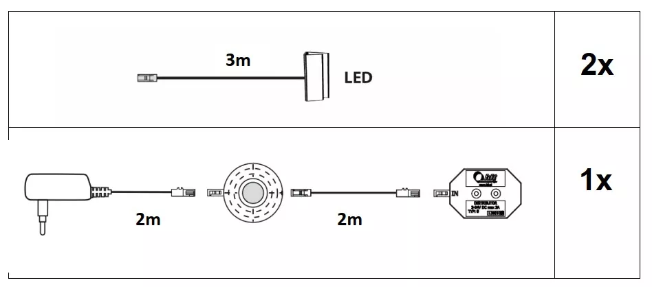 Lot de 2 éclairages pour tablettes en verre à clipser DURAME