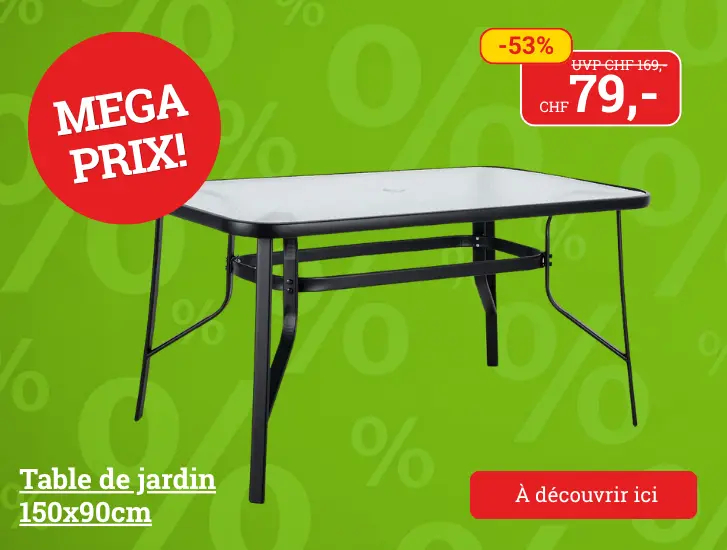 Profitez dès maintenant d'une super promo ! Table de jardin NADJA. Découvrez-la ici
