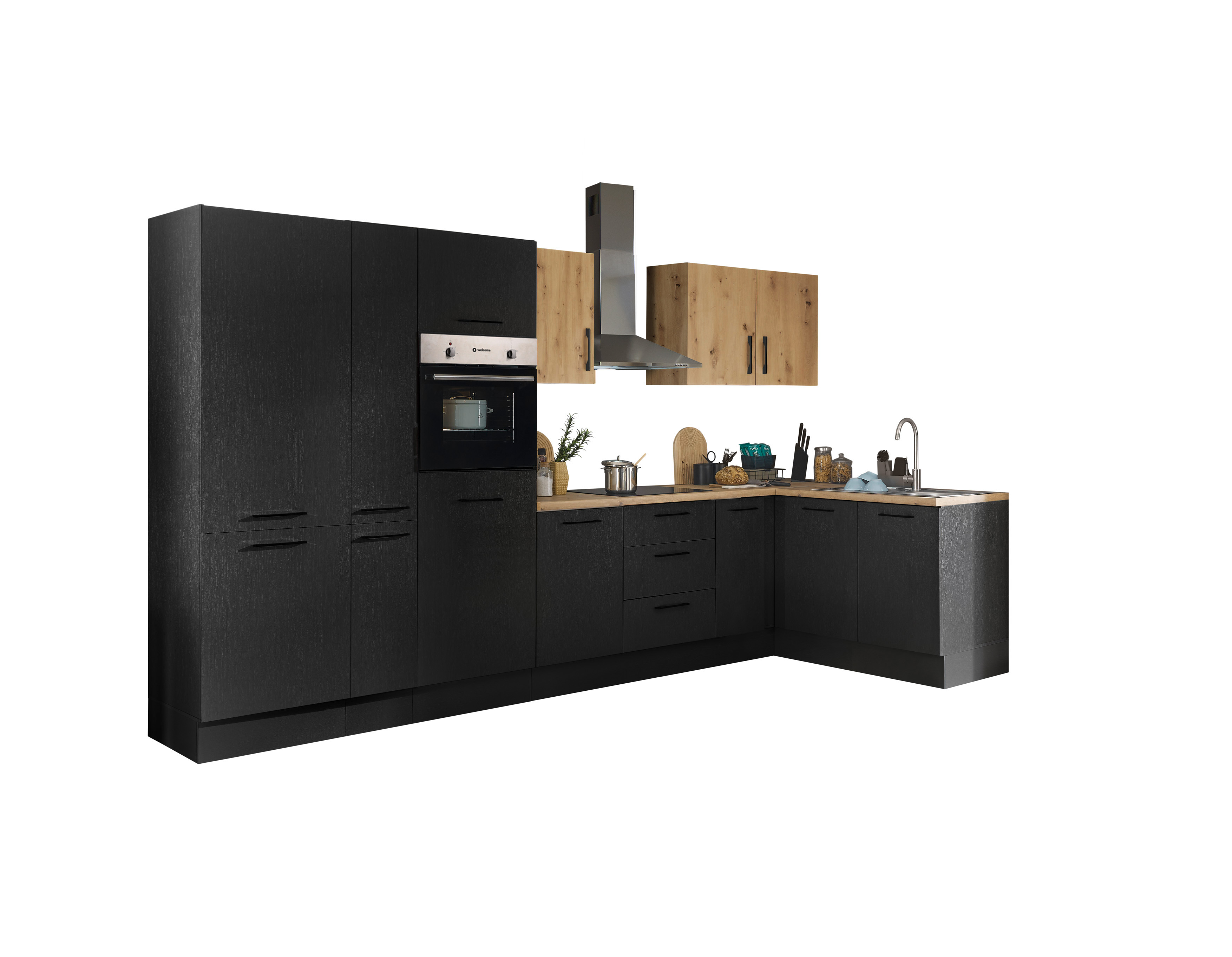 Bloc cuisine avec électroménager CORNWALL (cuisine d'angle-four-réfrigérateur-armoire coulissante) VII Bloc cuisine avec électroménager CORNWALL (cuisine d'angle-four-réfrigérateur-armoire coulissante) VII