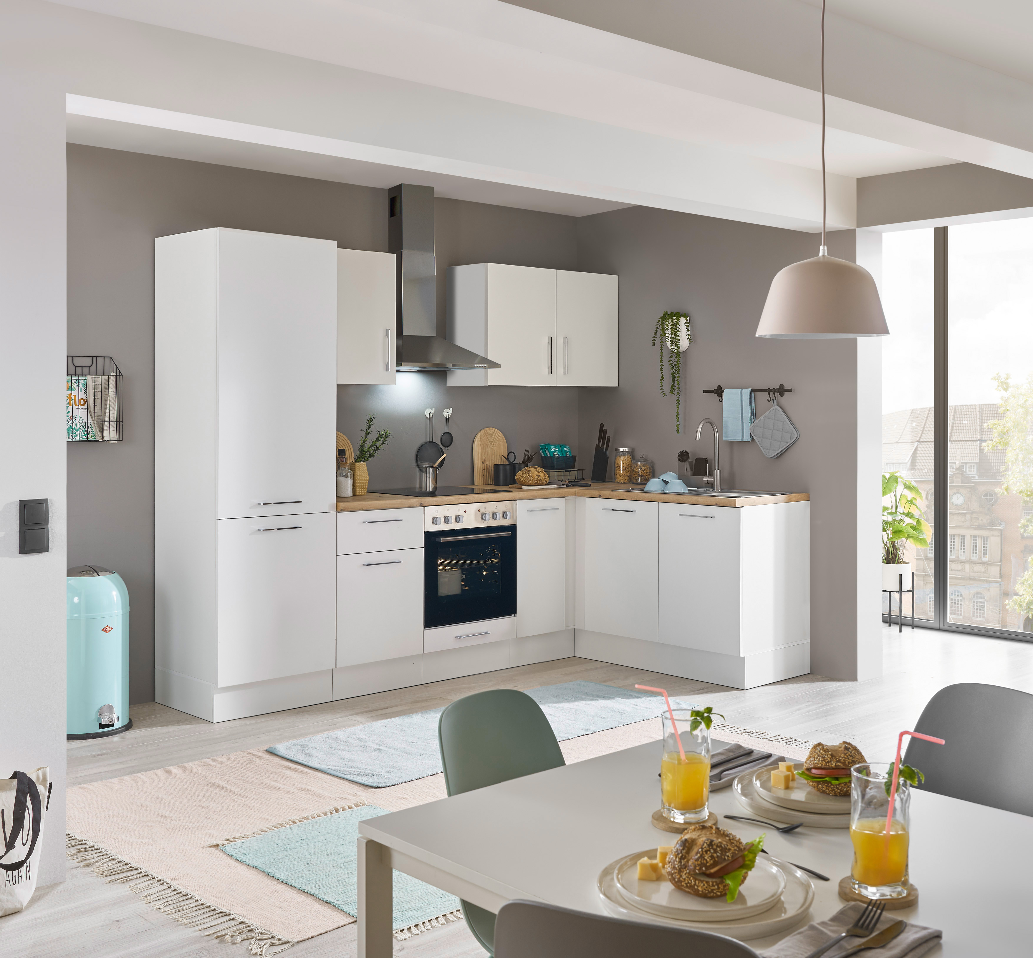 Küchenblock mit E-Geräten CORNWALL (Ecke-Kühlschrank) I