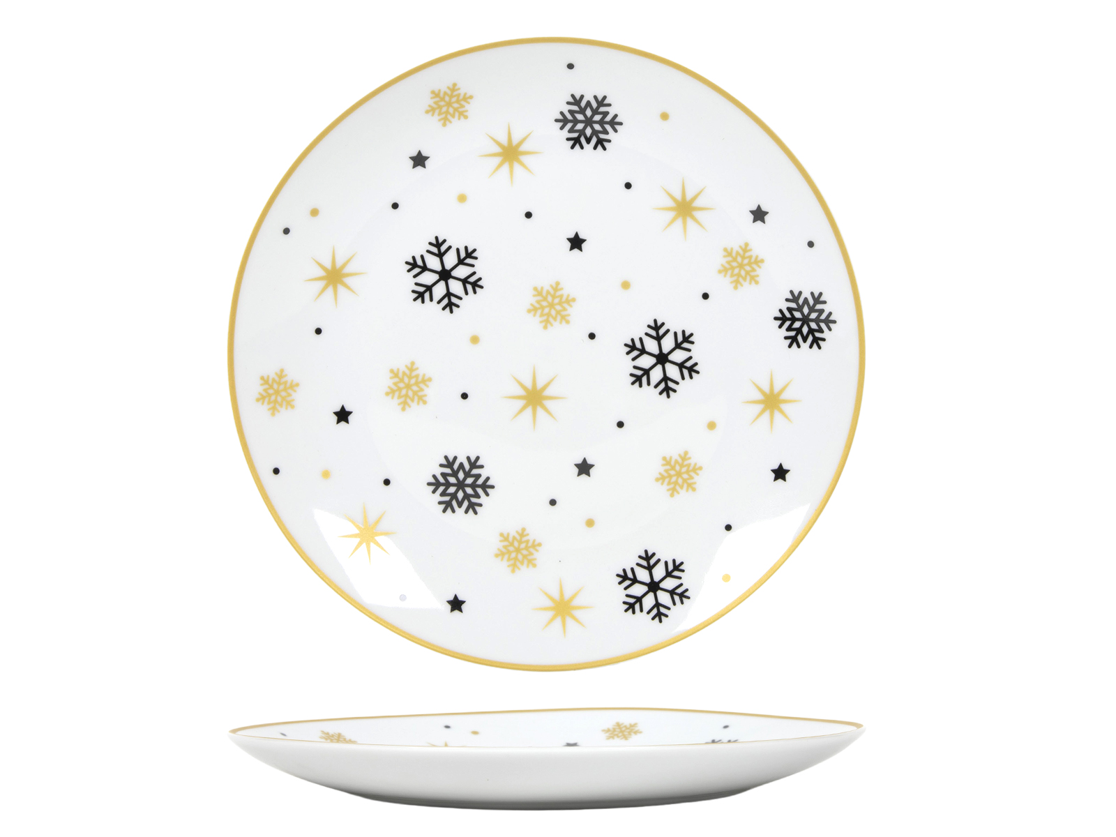 Assiette à dessert motif flocons de neige MERRY CHRISTMAS