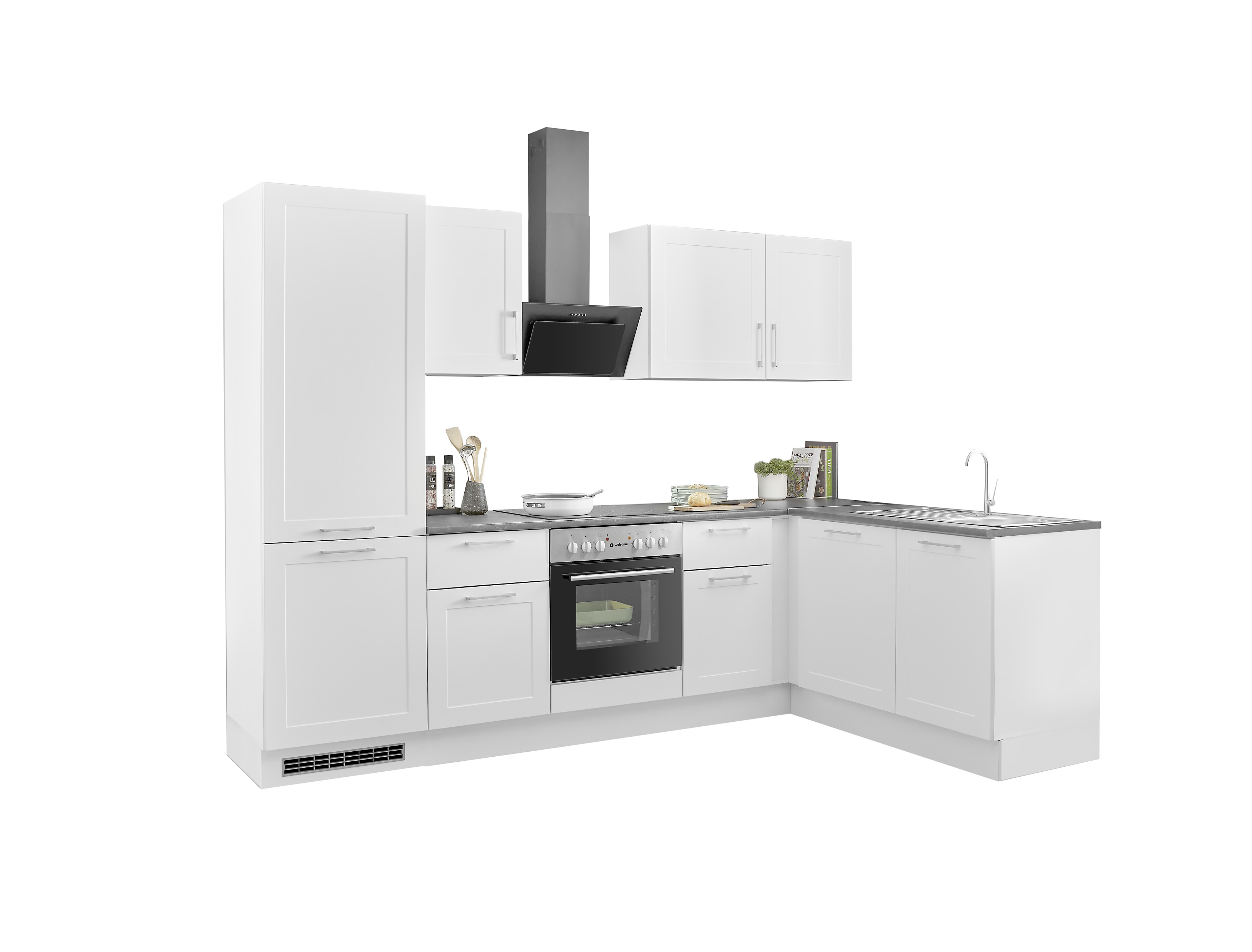 Küchenblock mit E-Geräten HASTINGS  (Ecke-Kühlschrank) I Küchenblock mit E-Geräten HASTINGS  (Ecke-Kühlschrank) I