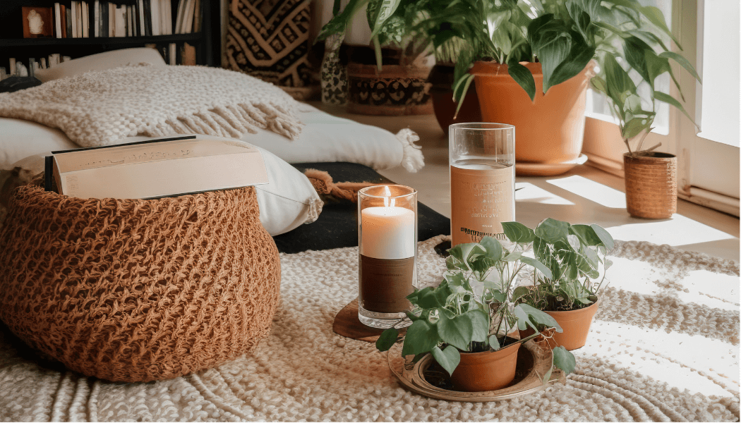 "Découvre notre déco Natural Living de style boho : naturelle, détendue et stylée. Des paniers, des plantes, des plaids, des bougies et des coussins qui créent une atmosphère chaleureuse et harmonieuse dans ton intérieur".