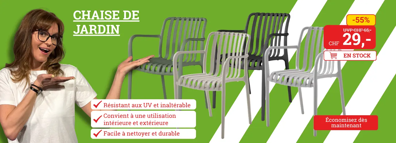 Chaise de jardin PIXA. Disponible en plusieurs couleurs.