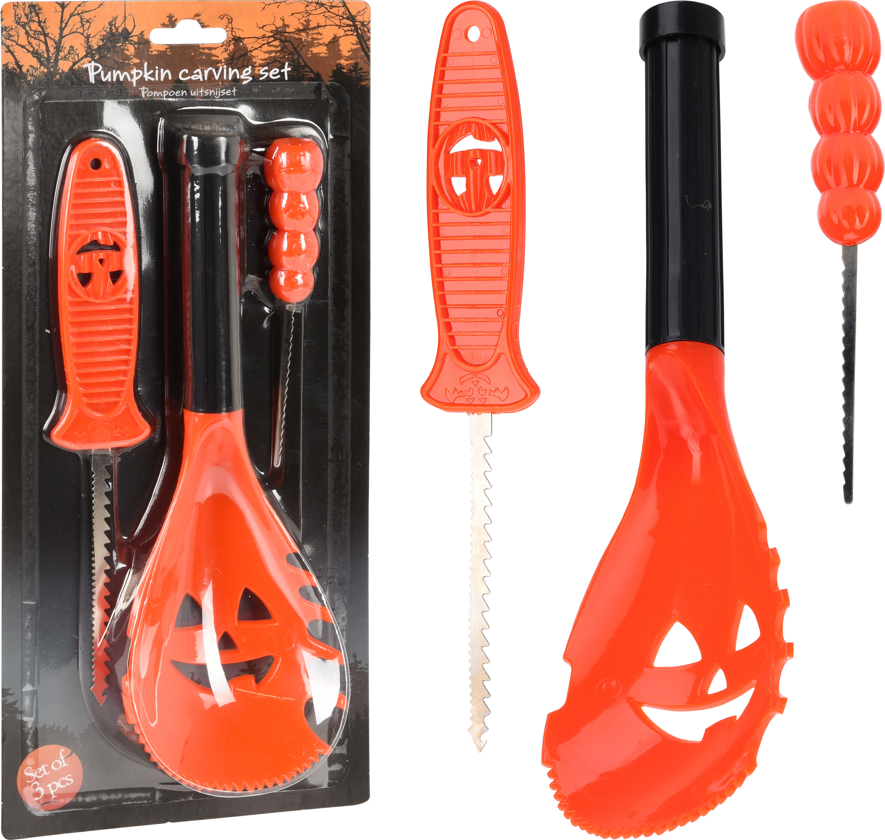 Kit de découpe pour citrouille 3 pièces HALLOWEEN Kit de découpe pour citrouille 3 pièces HALLOWEEN